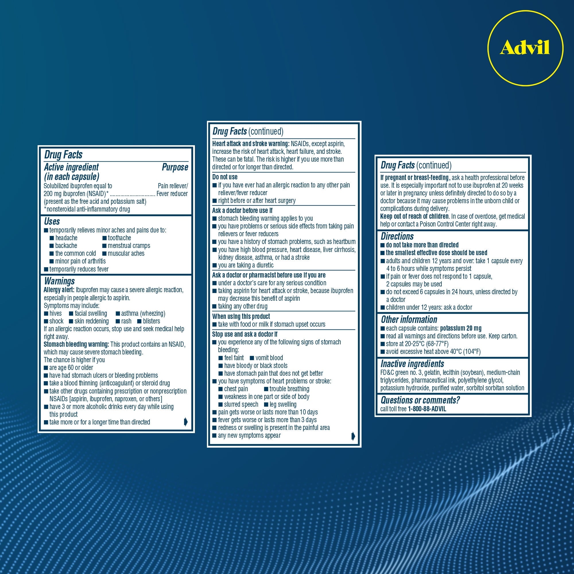 Advil Liqui-Gels Pain Relievers for Headache Relief, Fever Reducer Liquid Filled Capsules, 200 Mg Ibuprofen, 40 Count