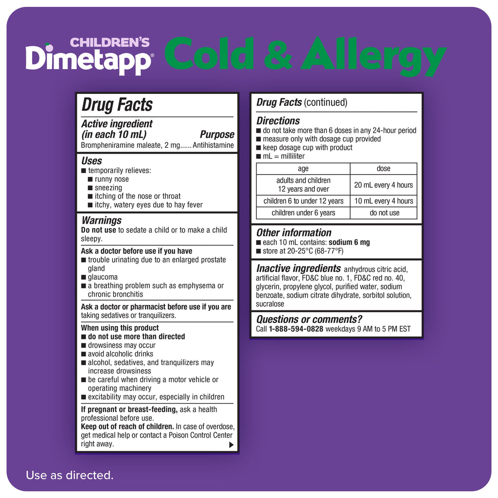 Dimetapp Childrens Cold & Allergy, 4oz