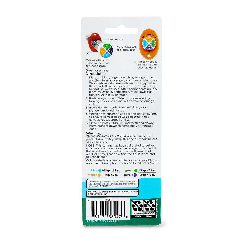 Equate Children's Medical Dosing Oral Syringe, Plastic, 2 Tsp/10 mL Capacity