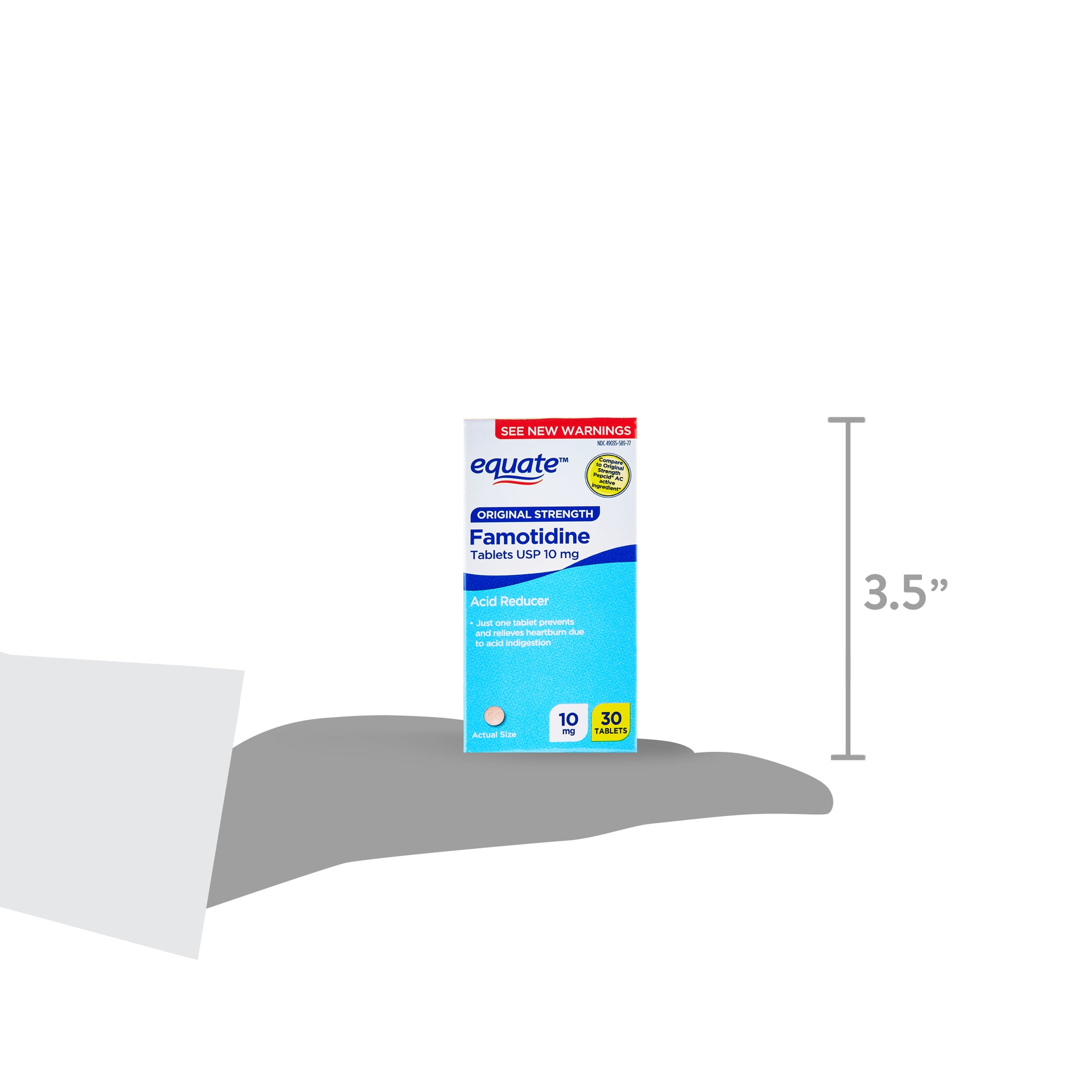 Equate Original Strength Famotidine 10mg Tablets, 30 Count, Compare to Original Strength Pepcid® AC Active Ingredient