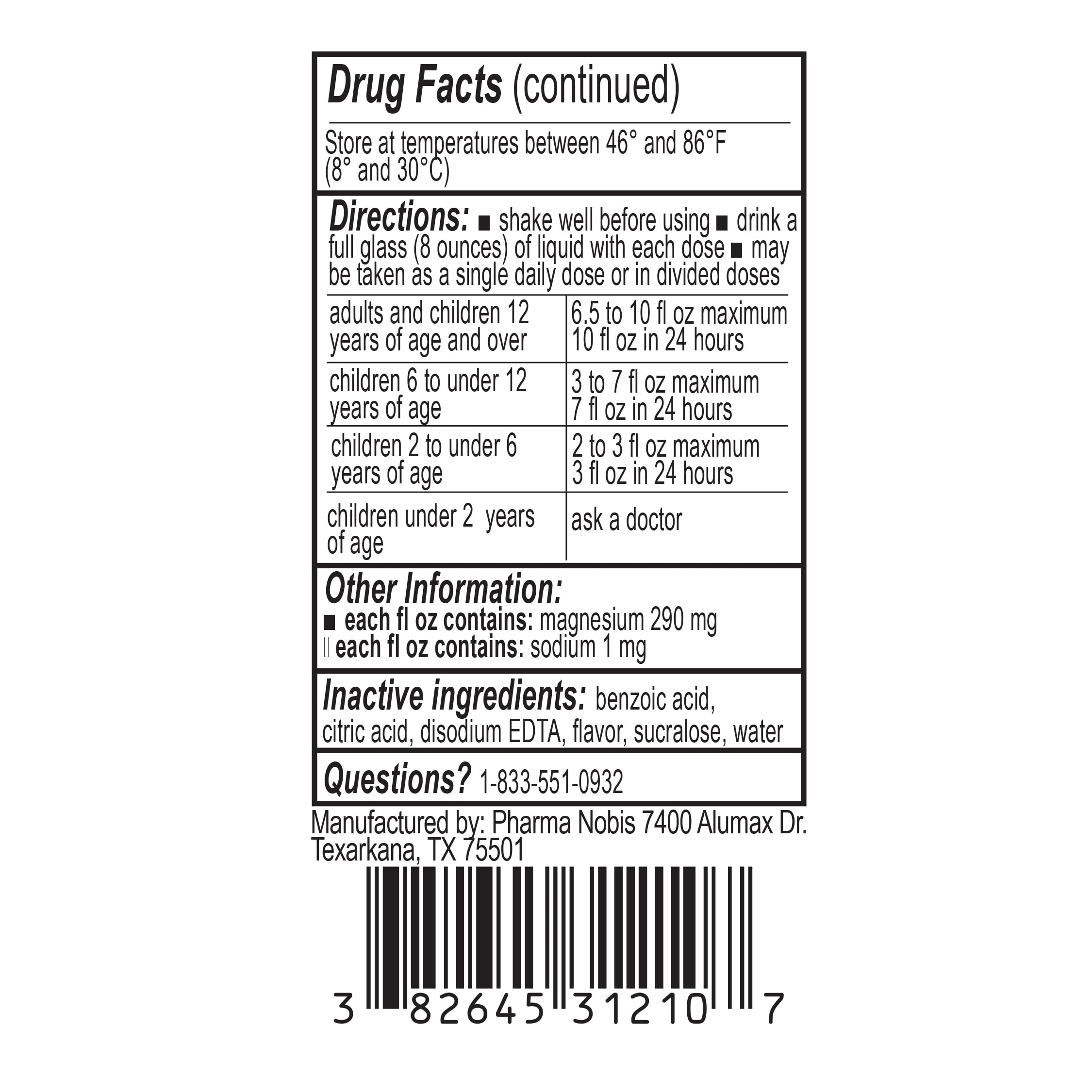 Freskaro Magnesium Citrate Oral Solution 10 oz, Cherry Flavor