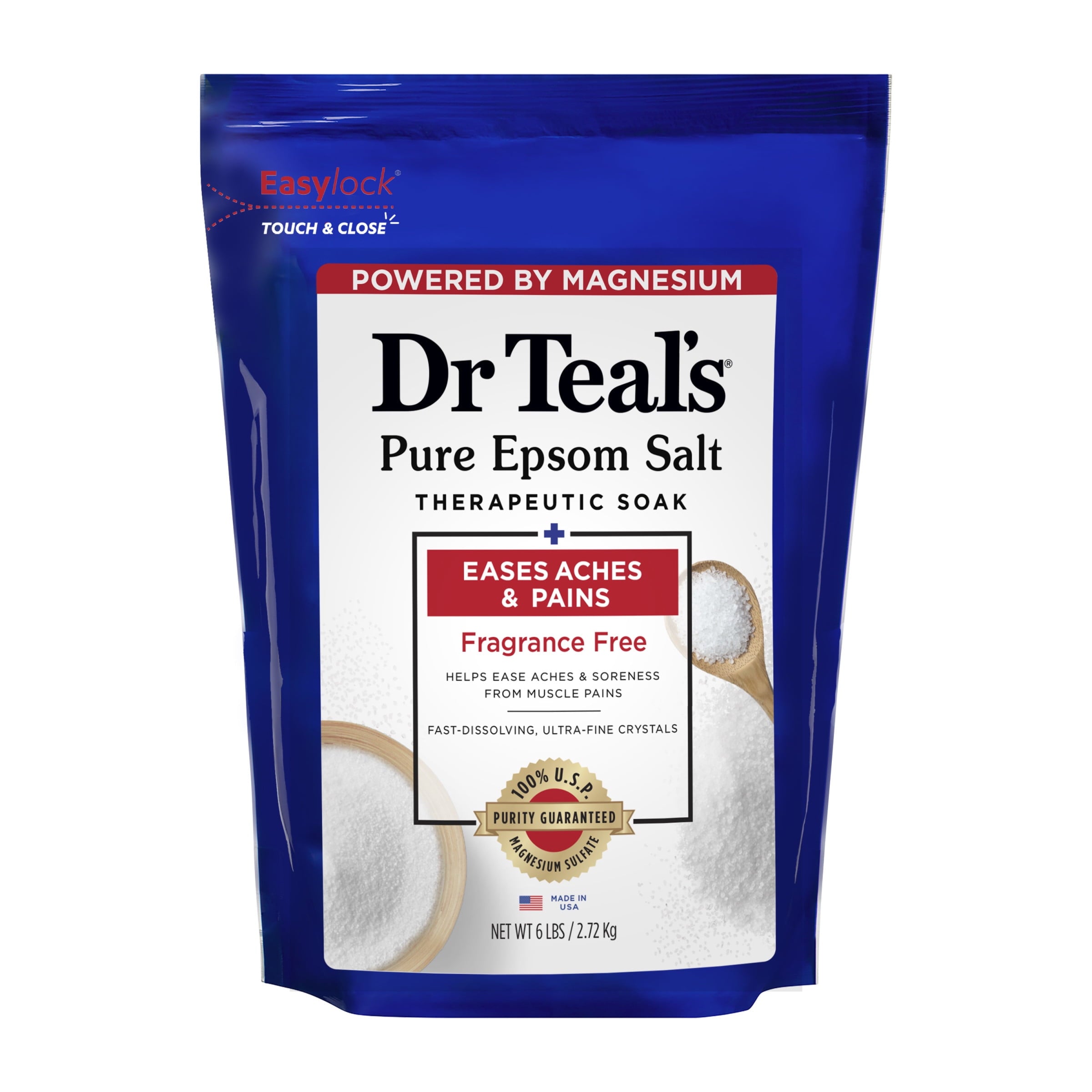 Dr Teal's Pure Epsom Salt Soak, Therapeutic, Fragrance Free, 6 lbs