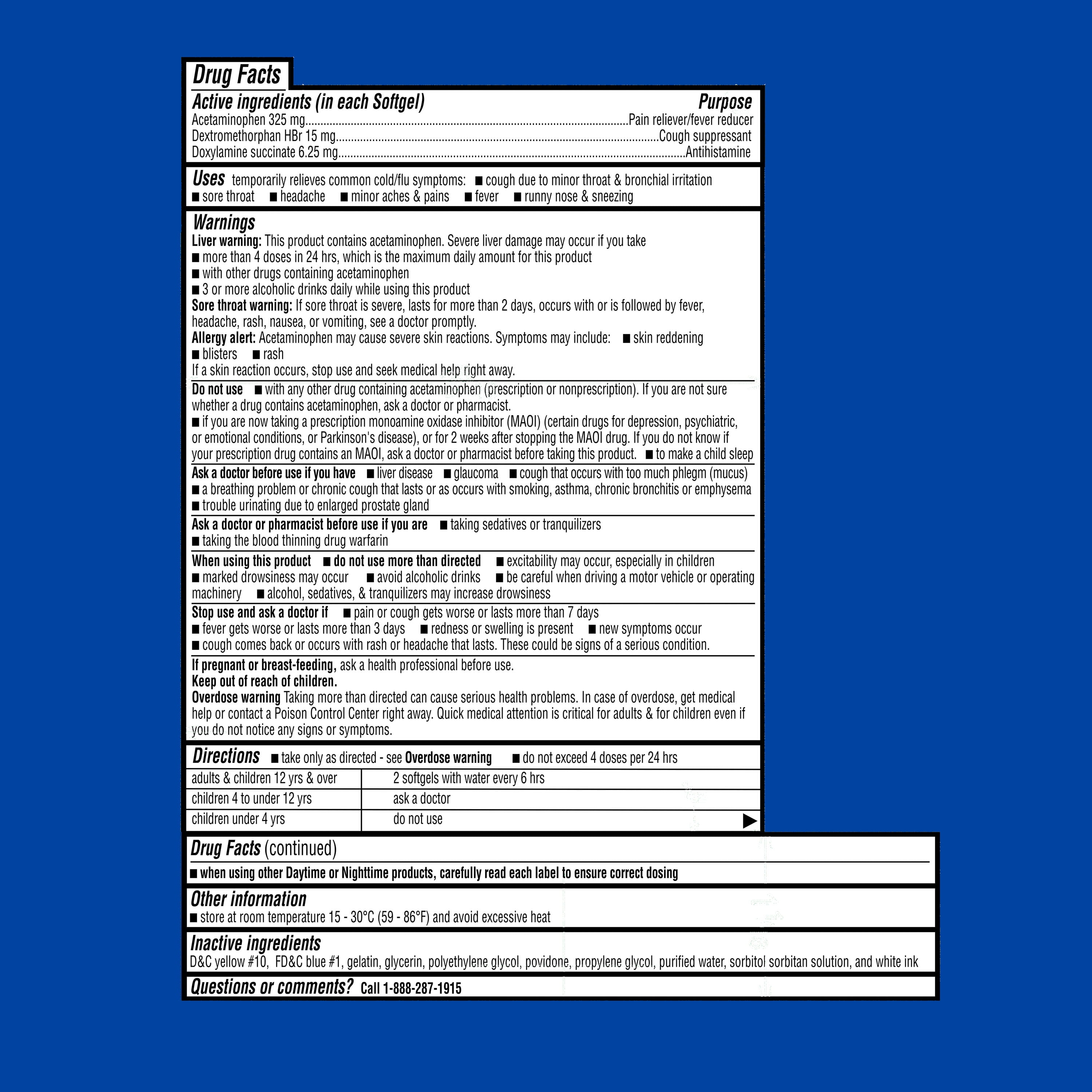 Equate Nighttime Multi-Symptom Cold and Flu Softgels, 24 Count, Compare to Vicks® Nyquil® Cold & Flu Active Ingredients
