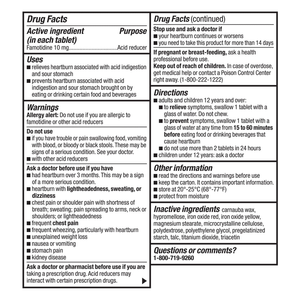 Equate Original Strength Famotidine Tablets, 10 mg, 90 Count, Compare to Pepcid AC Active Ingredient