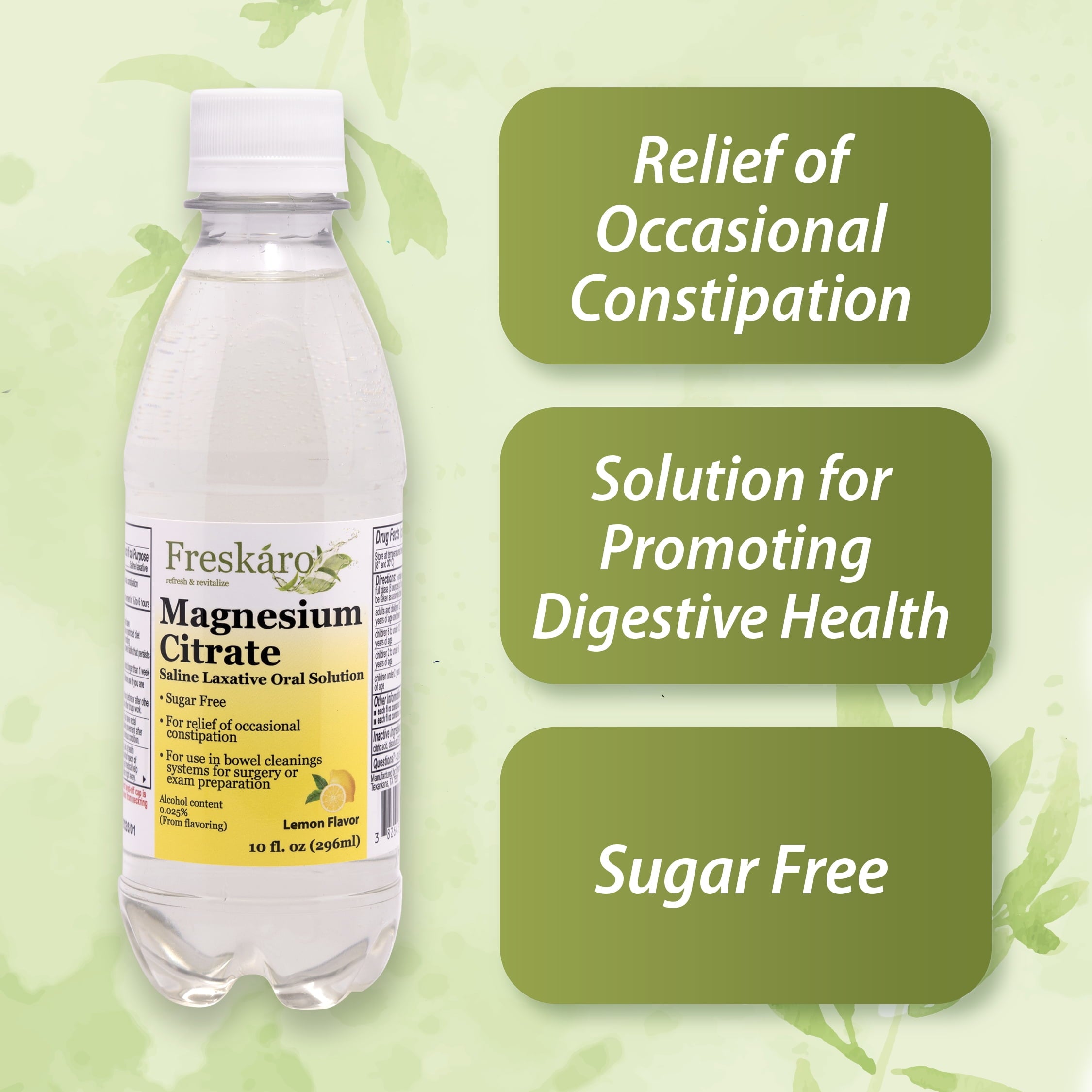 Freskaro Magnesium Citrate Oral Solution 10 oz, Lemon Flavor
