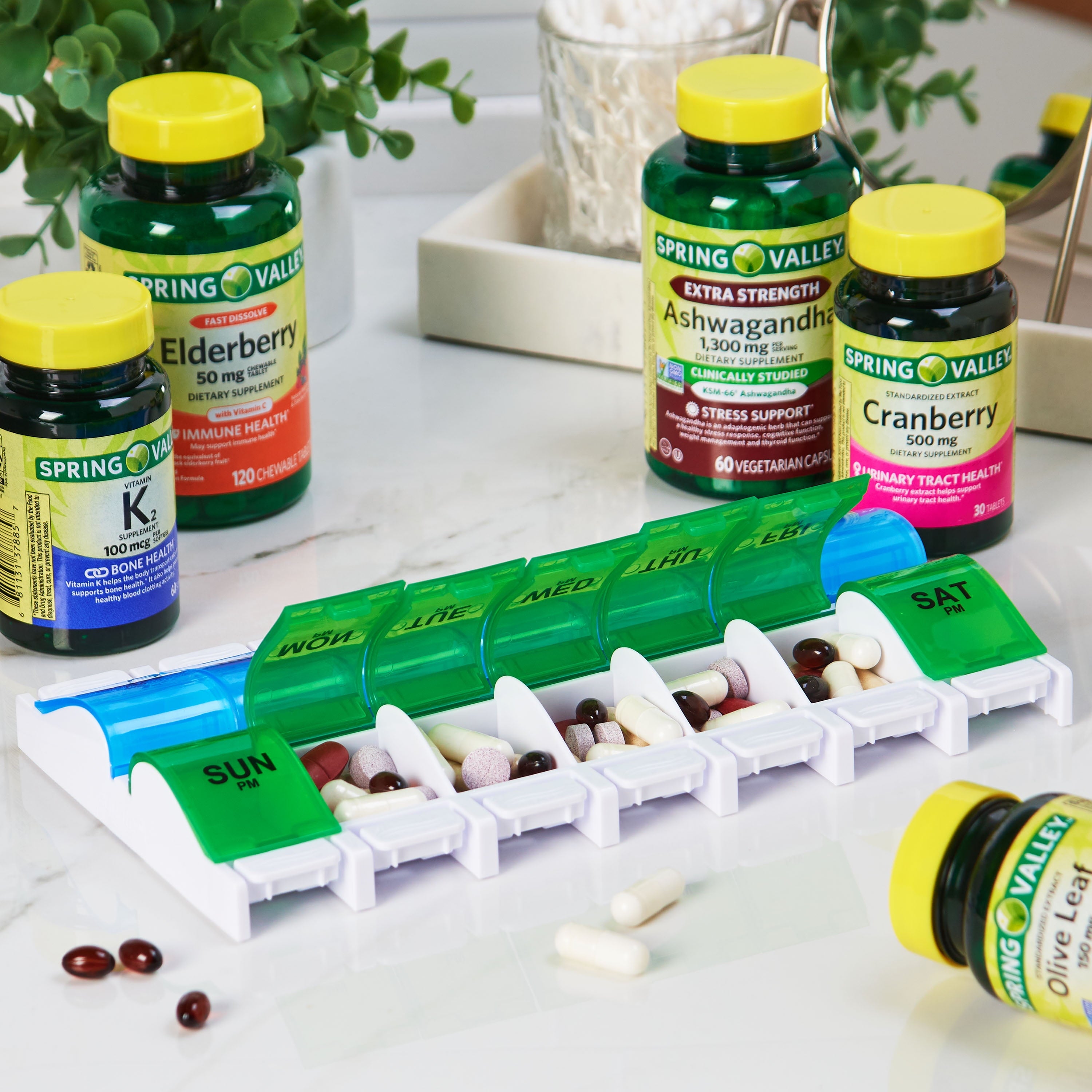 Equate AM/PM Weekly Pill Planner, Large Capacity Easy Open Pill Case