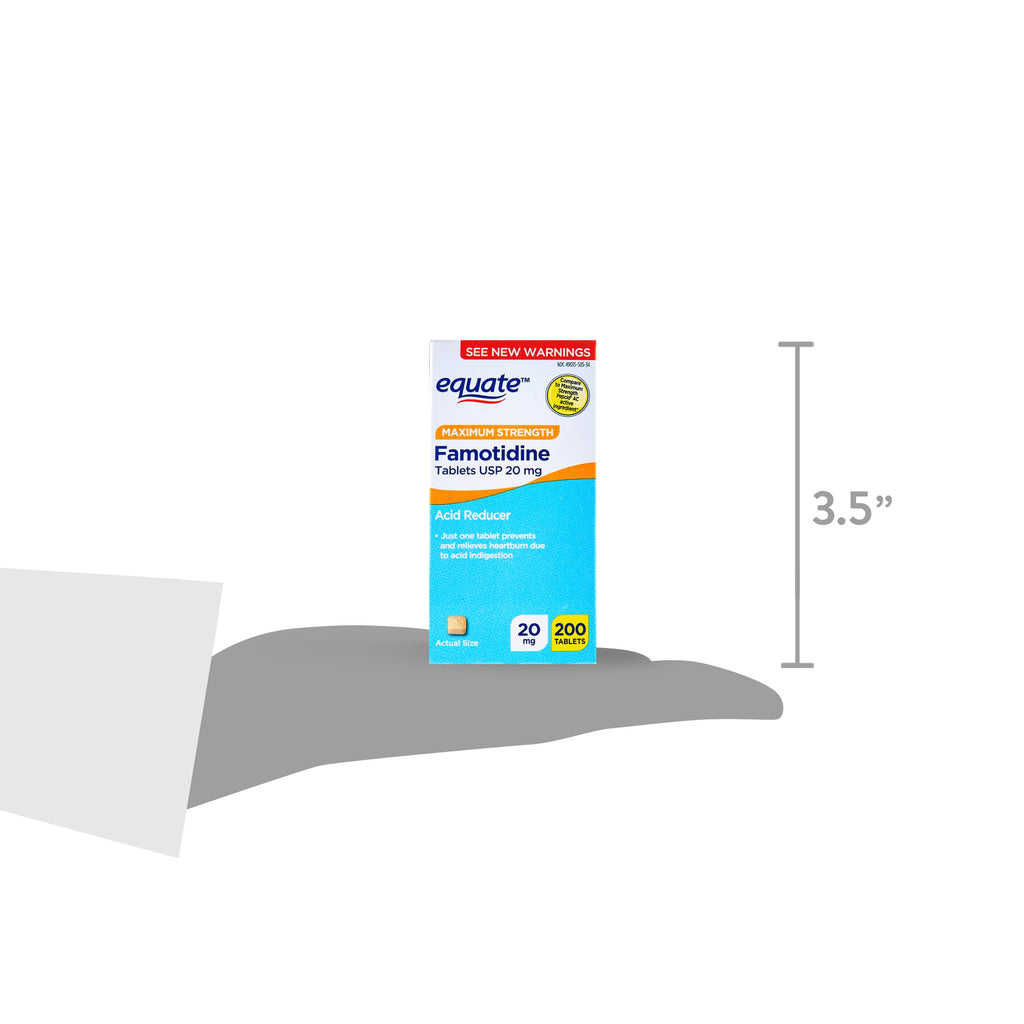 (3 pack) Equate Maximum Strength Famotidine 20mg Tablets, 200 Count, Compare to Maximum Strength Pepcid® AC Active Ingredient