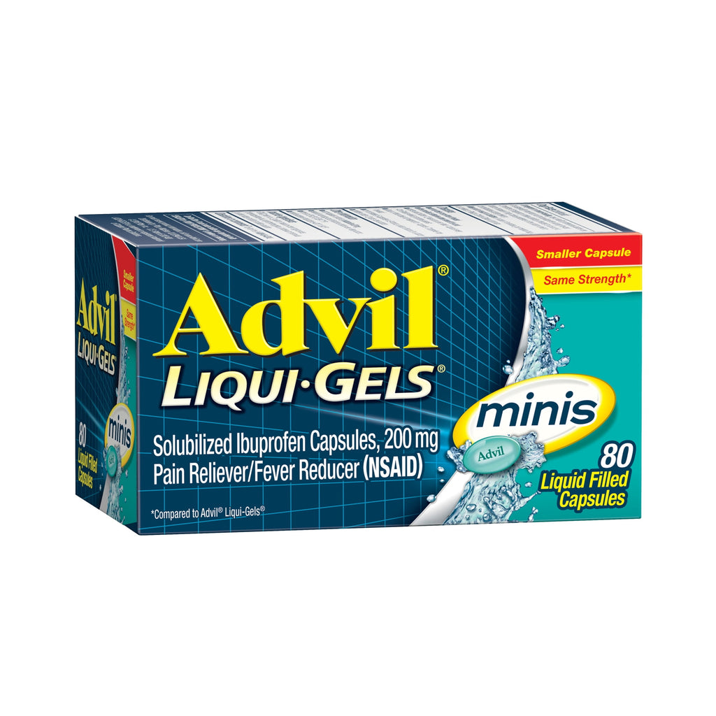 Advil Liqui-Gels Minis Pain Relievers for Headache Relief, Fever Reducer Liquid Filled Capsules, 200 Mg Ibuprofen, 80 Count
