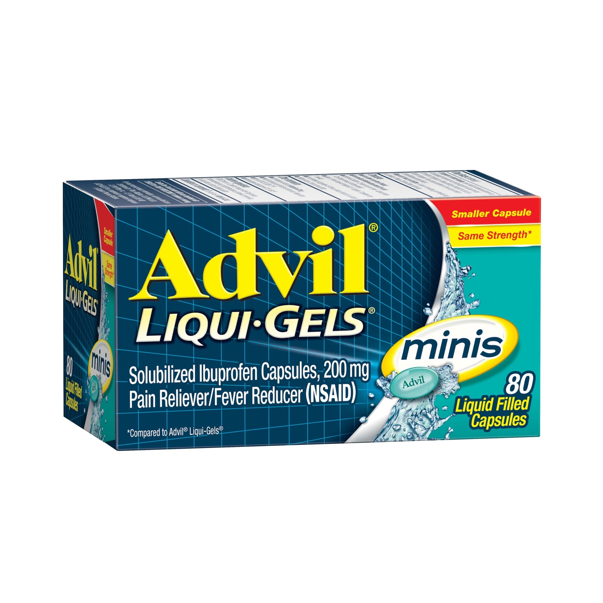 Advil Liqui-Gels Minis Pain Relievers for Headache Relief, Fever Reducer Liquid Filled Capsules, 200 Mg Ibuprofen, 80 Count