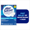 Alka-Seltzer Heartburn + Pain, Aspirin + Antacid Tablets for Fast Pain Relief, Heartburn Relief & Acid Indigestion Relief, 72 Ct