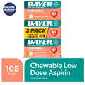 Bayer Chewable Aspirin Regimen Low Dose Pain Reliever Tablets, 81mg, Orange, 108 Count