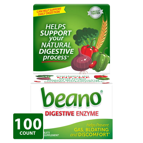 Beano Digestive Enzyme, Gas Prevention & Digestive Enzyme Supplement, 100 Count