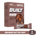 BUILT Puff Protein Bar, Brownie Batter, 17g Protein, Collagen, 140 Calories, 4 Count Box, 1.41 oz Bars