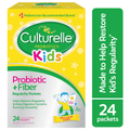 Culturelle Probiotics Kids Probiotic + Fiber Daily Ready-to-Mix Supplement, Digestive Regularity Support for Children, No Flavor Added, 24 Packets