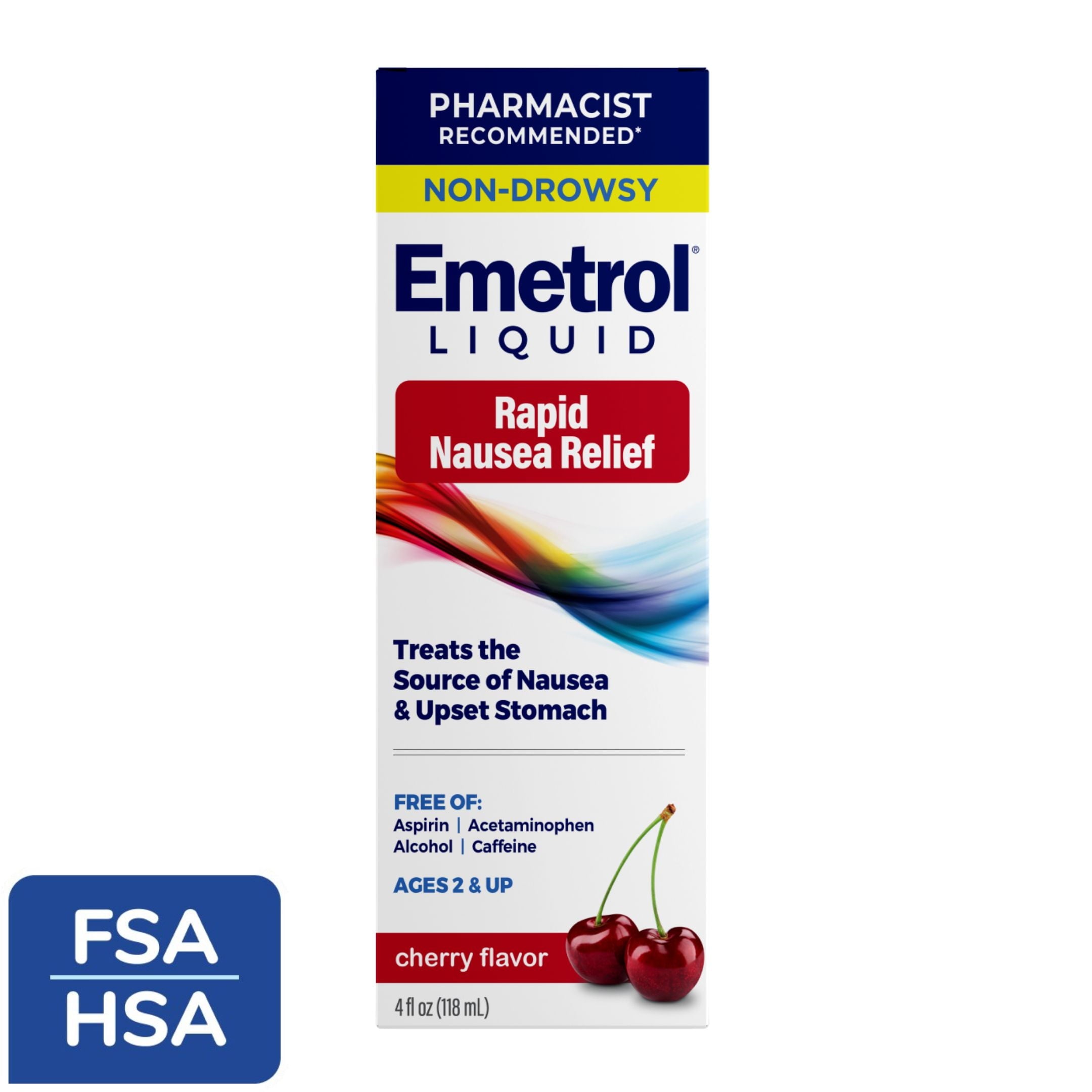 Emetrol Nausea and Upset Stomach Relief Liquid Medication, Cherry, 4 oz