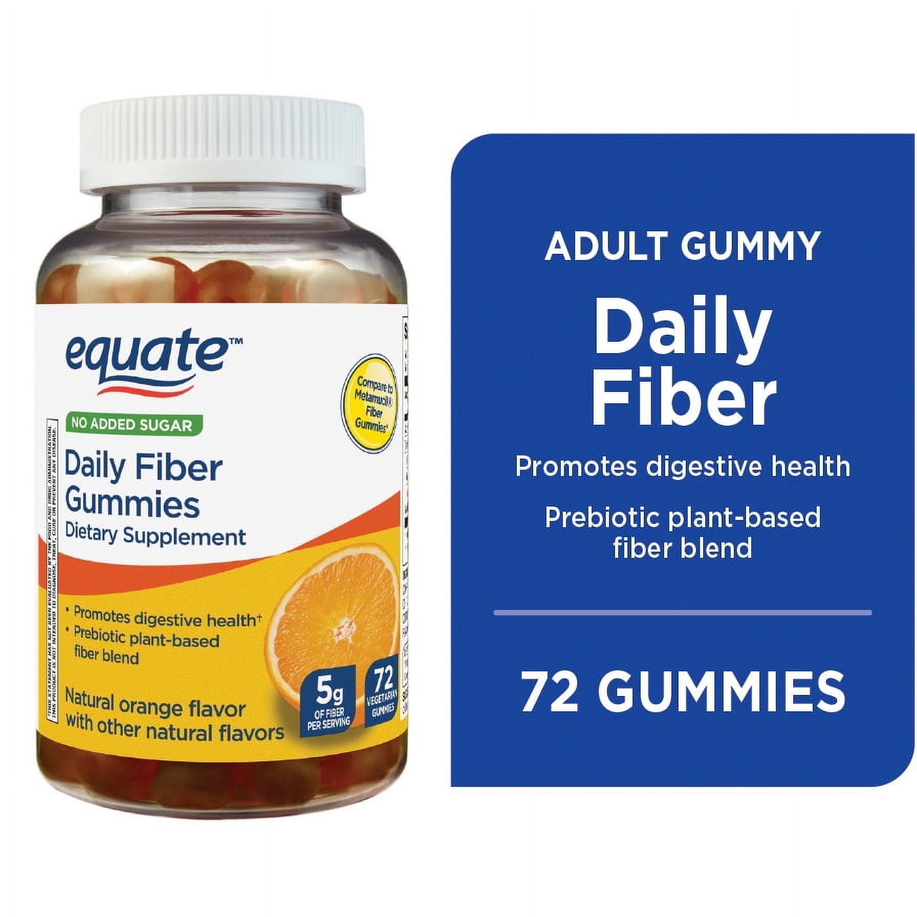 Equate Daily Fiber Supplement Gummies, 5 mg, 72 Count