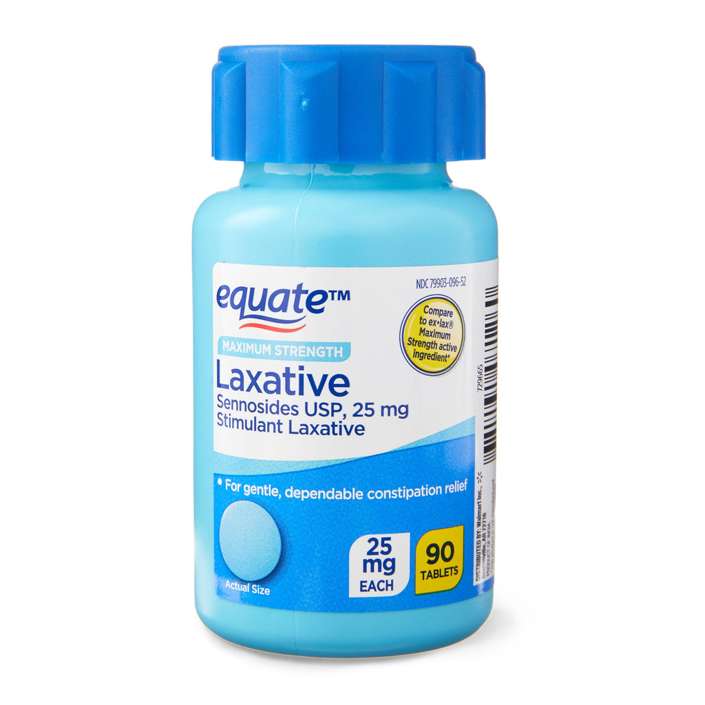 Equate Maximum Strength Sennosides Laxative Tablets for Constipation Relief, 25mg, 90 Count