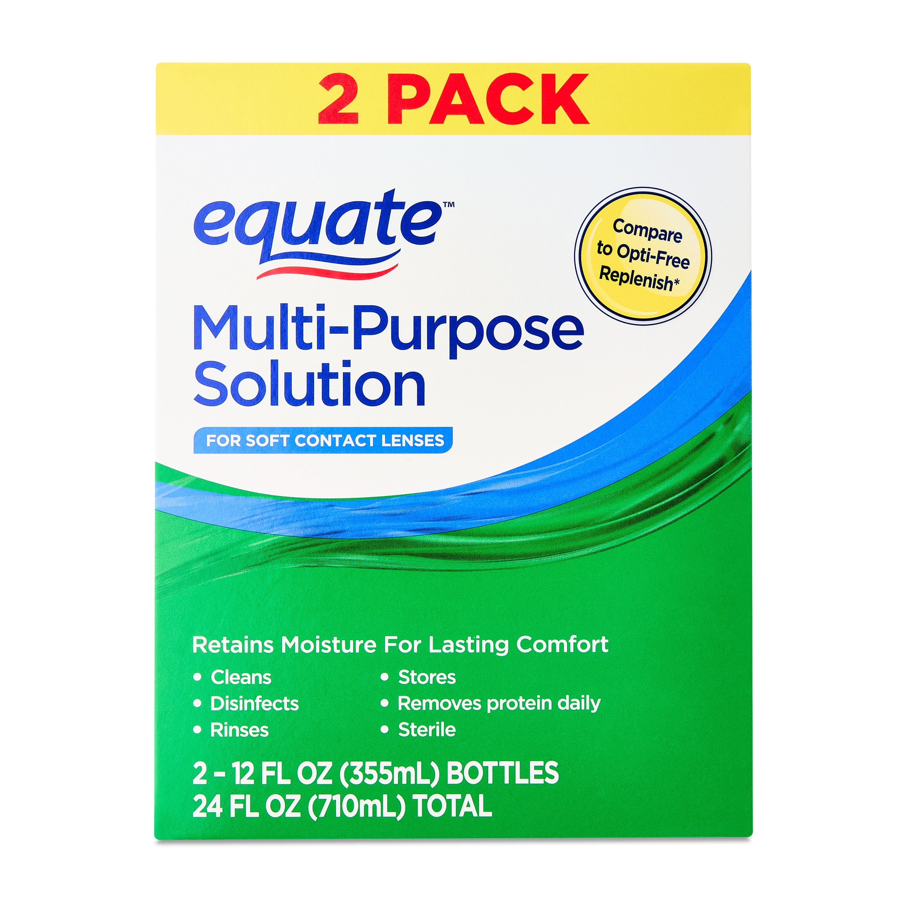 Equate Multi-Purpose Solution for Soft Contact Lenses, 24 fl oz (2x12 fl oz), Compare to Opti-Free Replenish