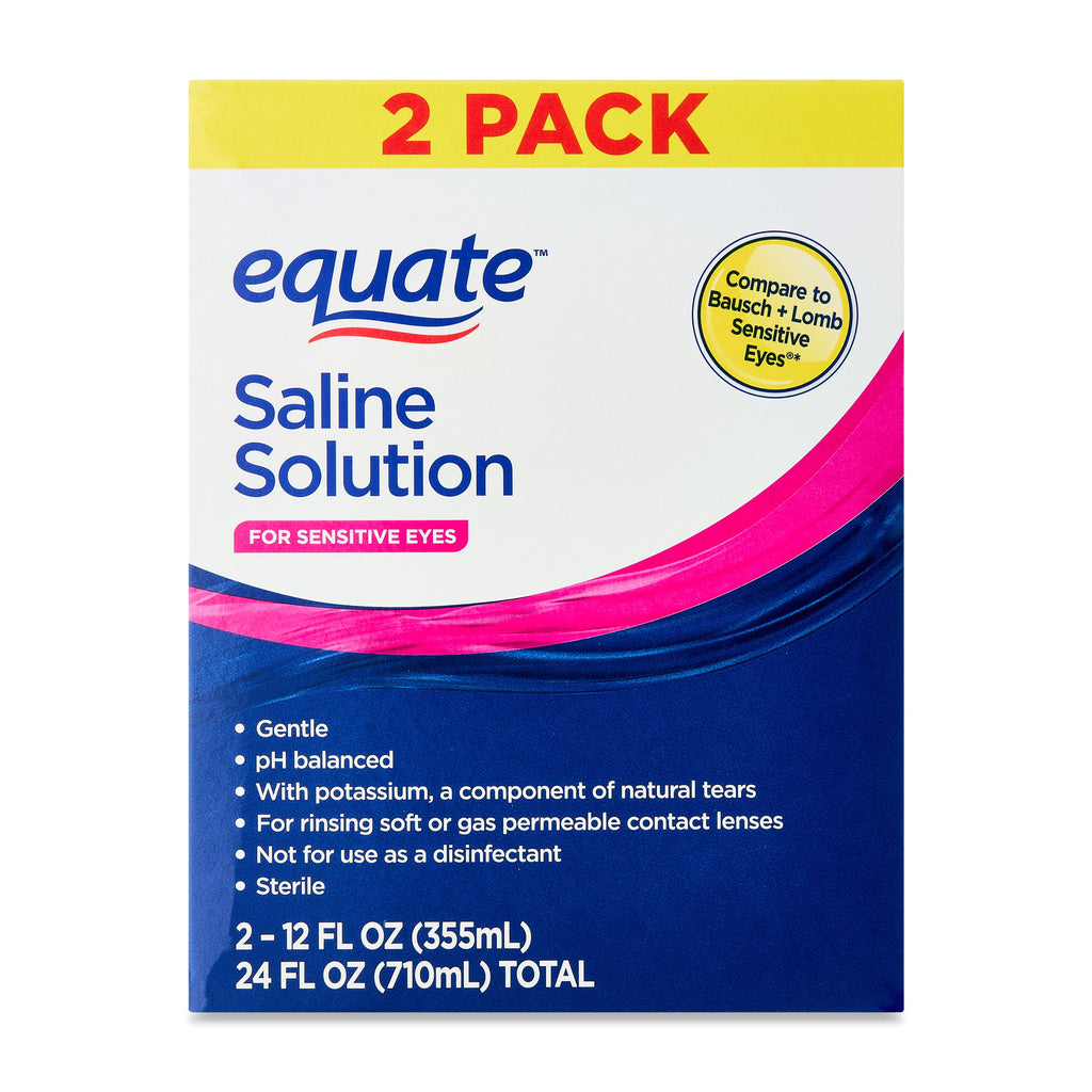 Equate Saline Solution for Sensitive Eyes, 12 fl oz, 2 Pack, Compare to Bausch + Lomb Sensitive Eyes