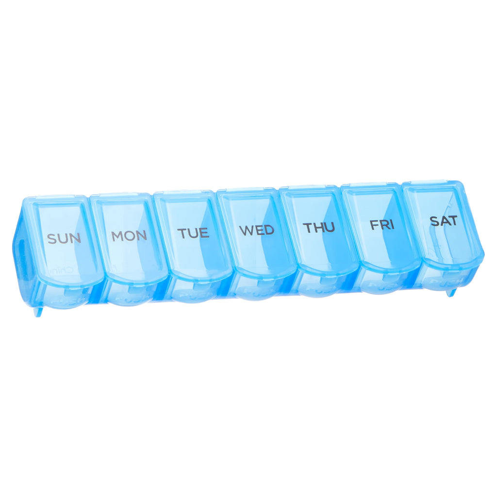 Equate Weekly Pill Planner and Pill Box Organizer, Contains 7 Compartments, Compact, Travel-Friendly