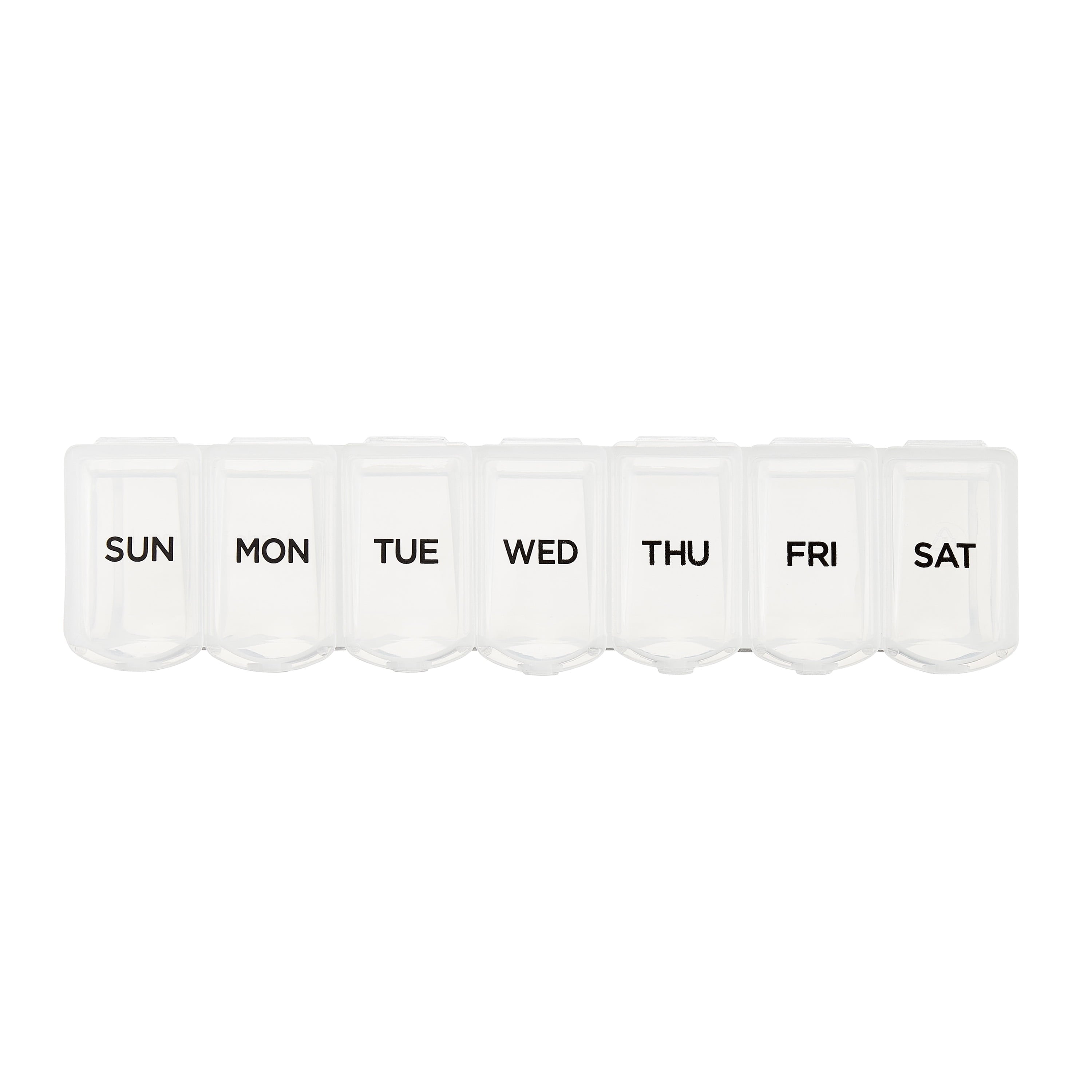 Equate Weekly  Pill Planner, Portable Medicine Box with 7 Compartments, Travel-Friendly,