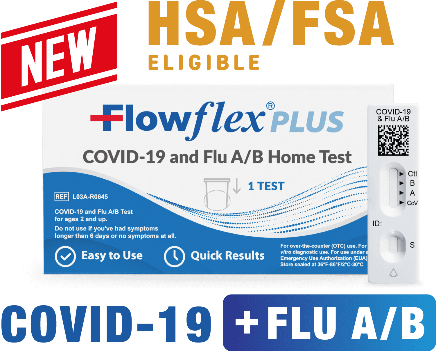 Flowflex® Plus COVID-19 and Flu A/B Home Test - (1 Pack) Flu A&B 3-in-1 Antigen Rapid Test, FDA Authorized