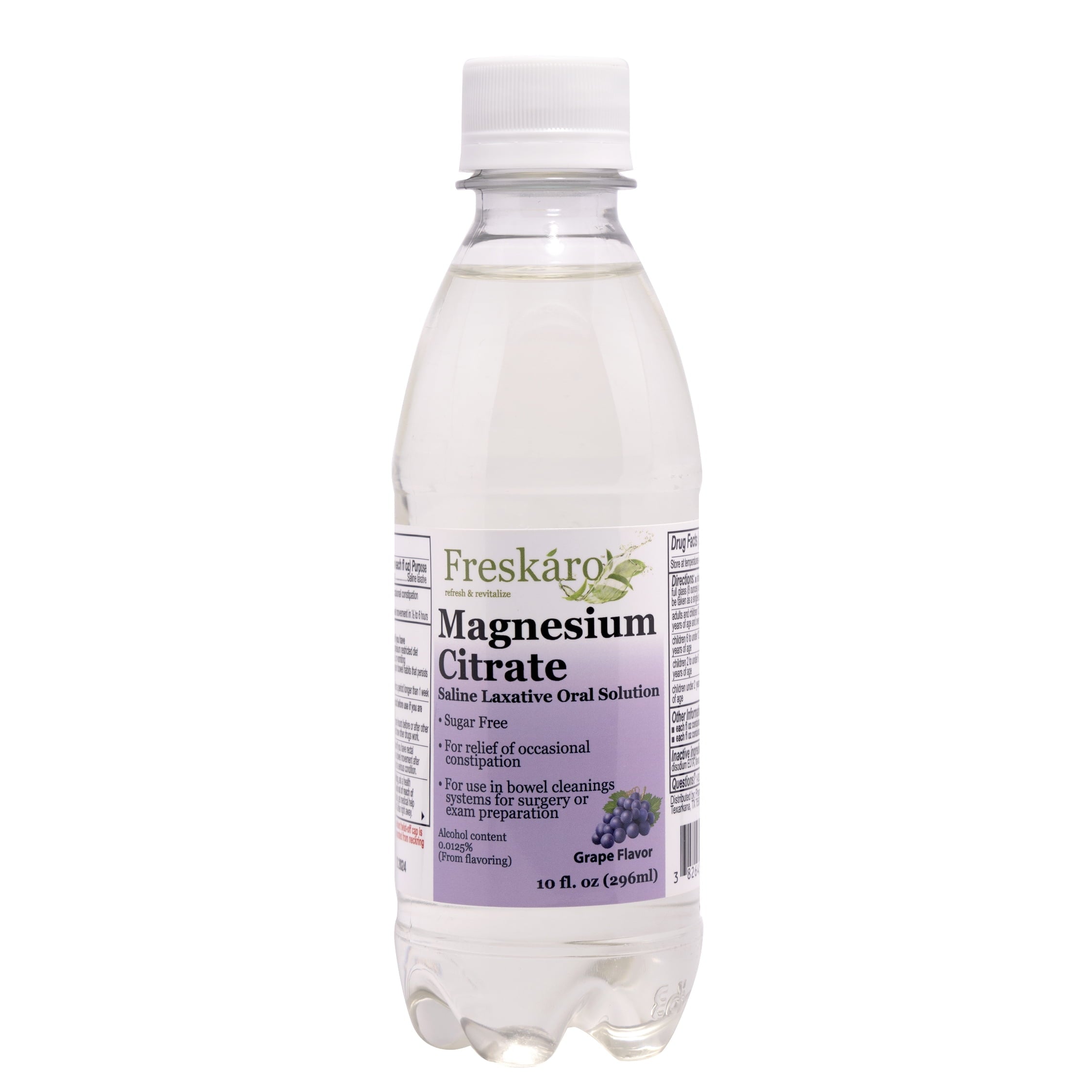 Freskaro Magnesium Citrate Oral Solution 10 oz, Grape Flavor