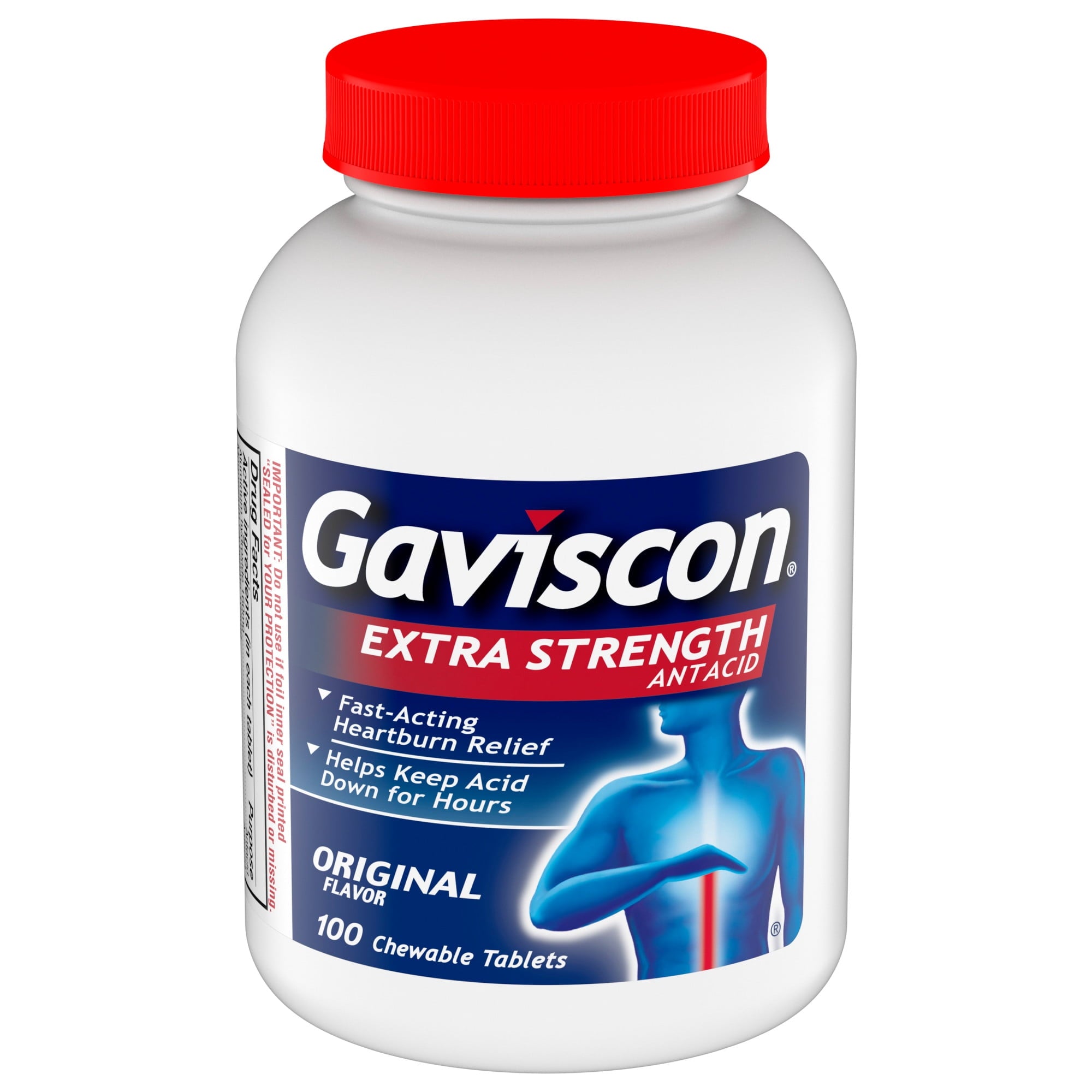 Gaviscon Extra Strength Chewable Antacid Tablets for Heartburn Relief, 100 Count