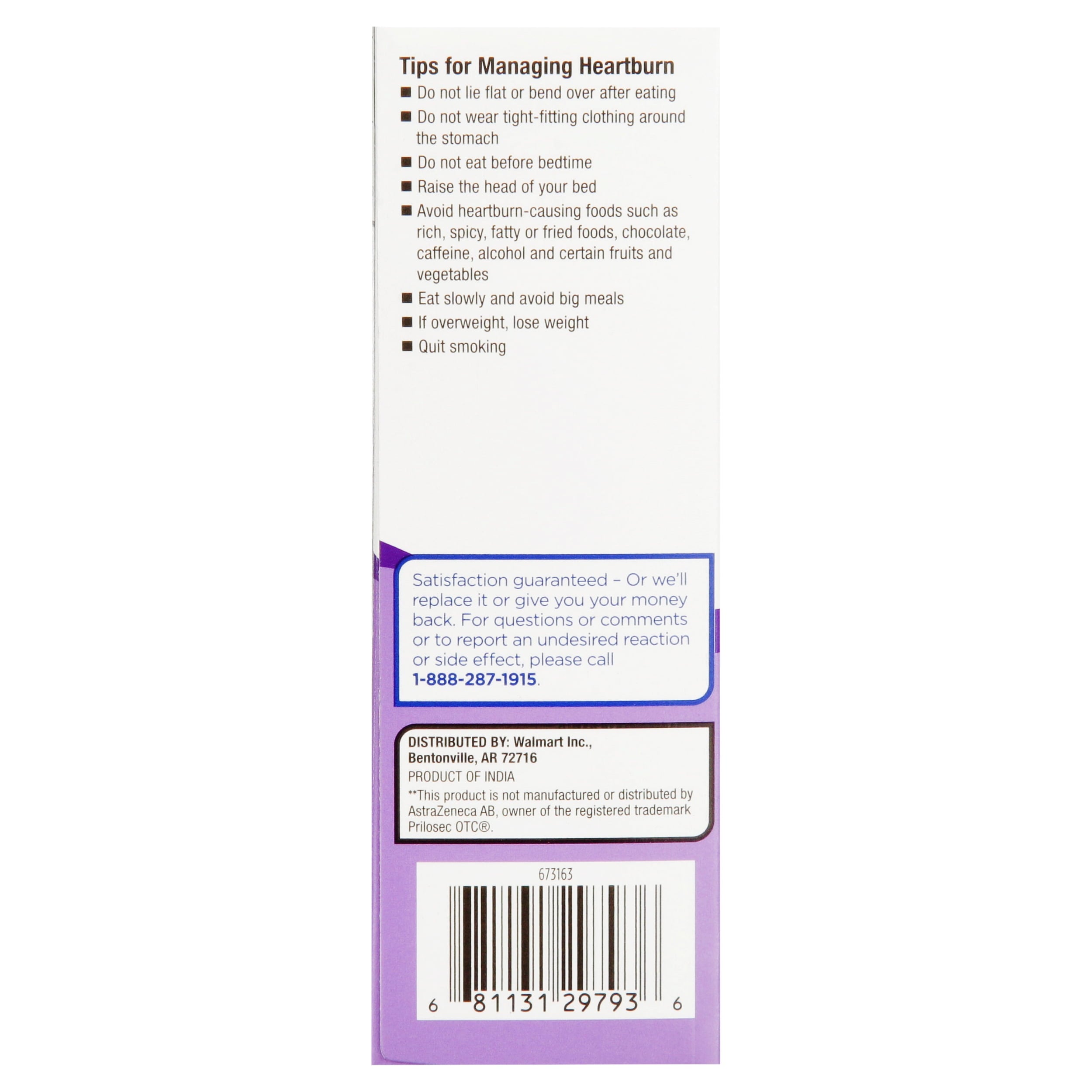 Equate Omeprazole Delayed-Release Acid Reducer Capsules, 20 mg, 42 Count