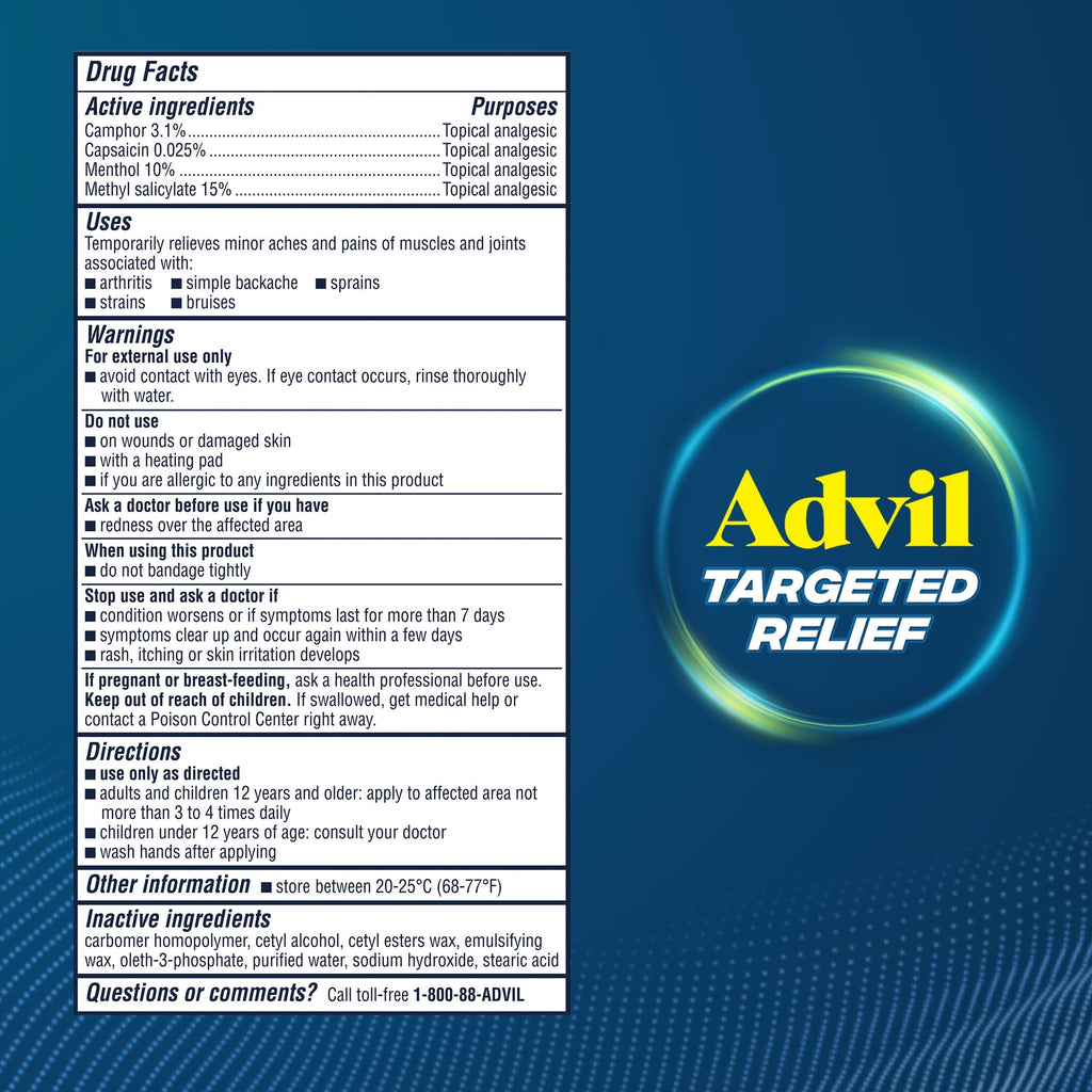 Advil Targeted Relief Pain Relieving Cream, Up to 8 Hours of Powerful Relief - 2.3 Oz