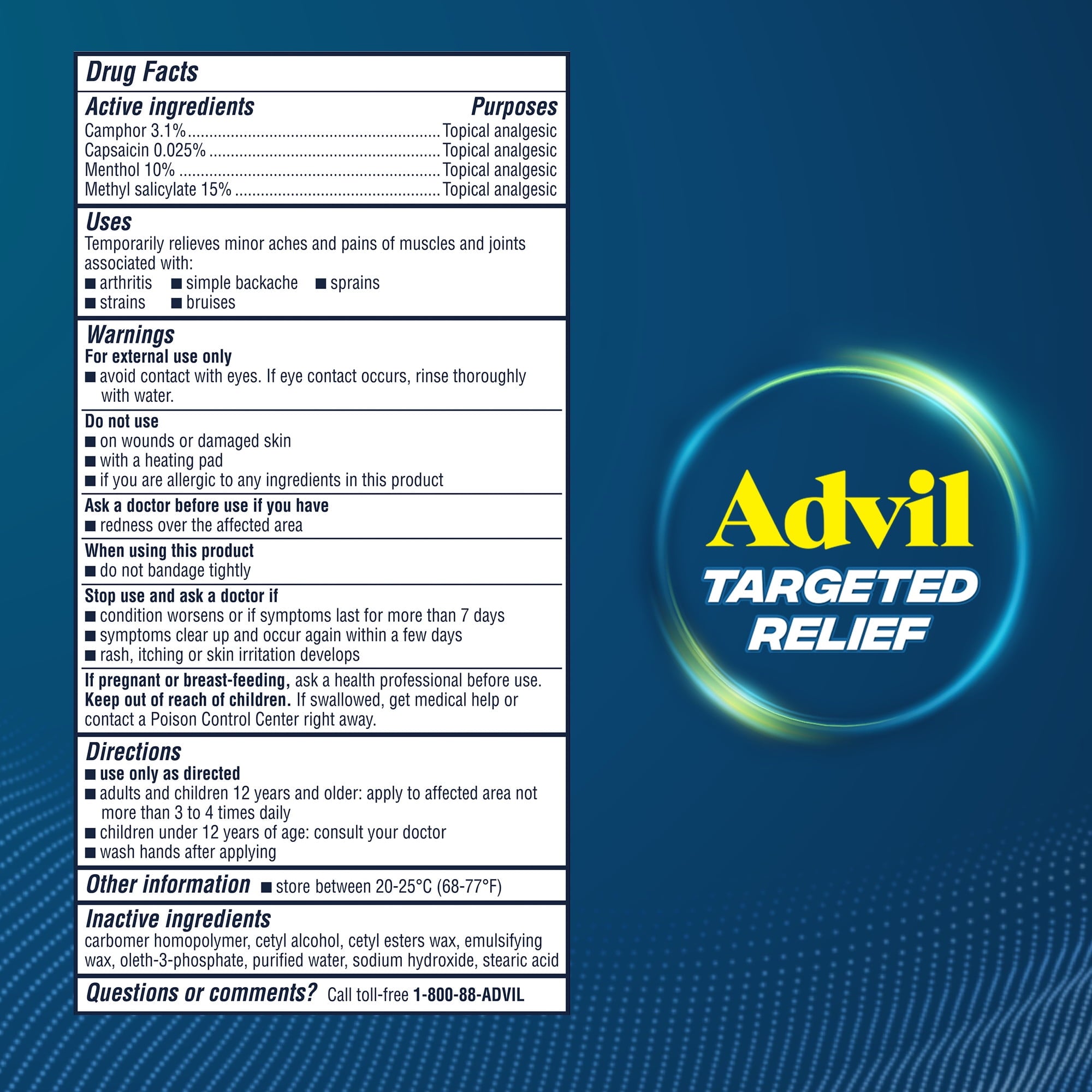 Advil Targeted Relief Pain Relieving Cream, Up to 8 Hours of Powerful Relief - 2.3 Oz