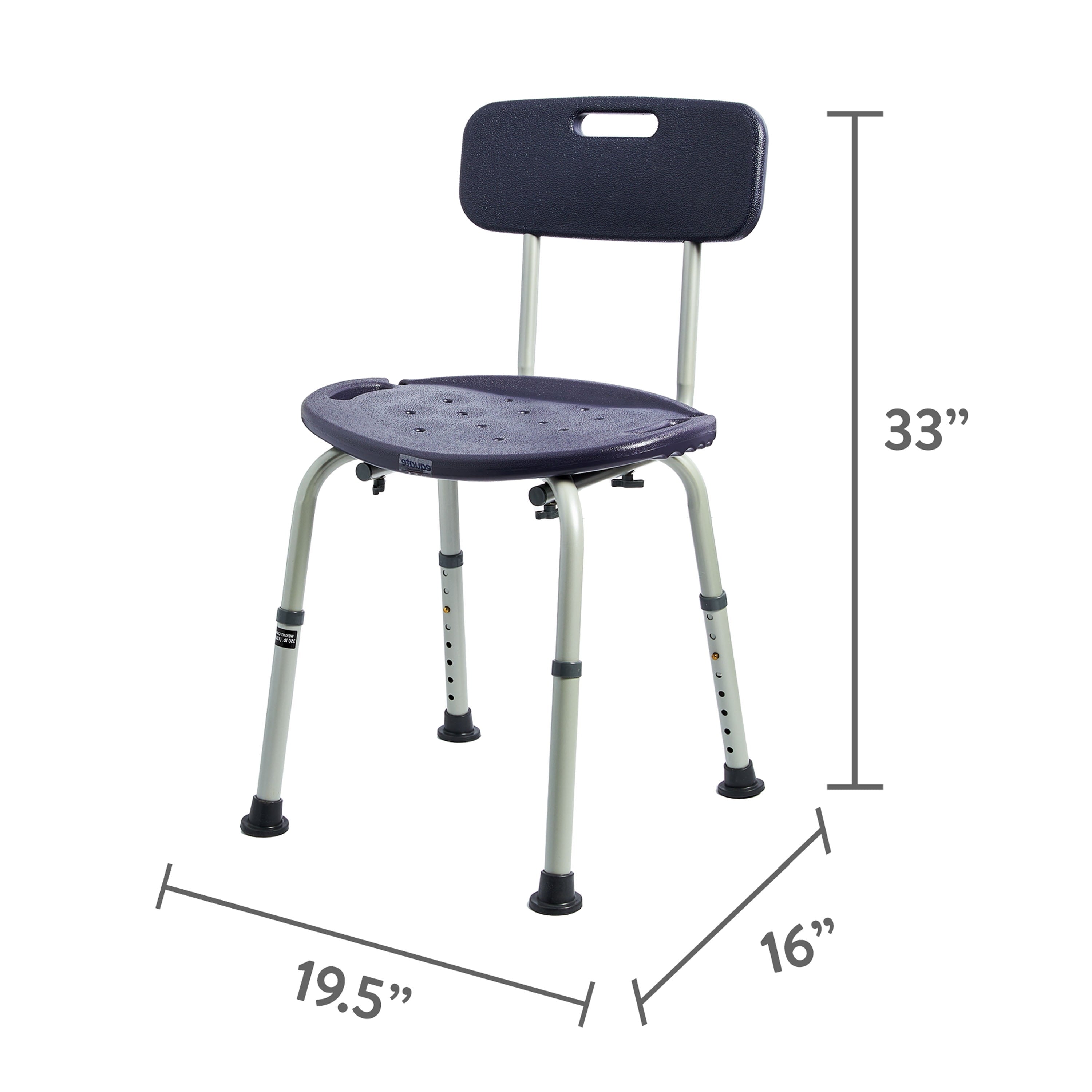 Equate Bath Chair and Shower Chair with Back - Seat for Elderly, Handicap, Disabled, 350 lb Capacity