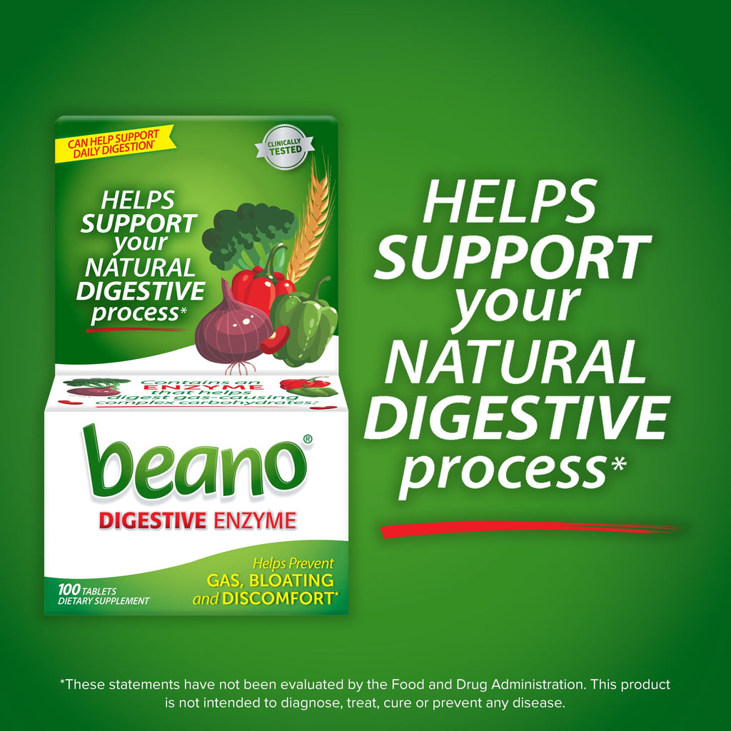 Beano Digestive Enzyme, Gas Prevention & Digestive Enzyme Supplement, 100 Count