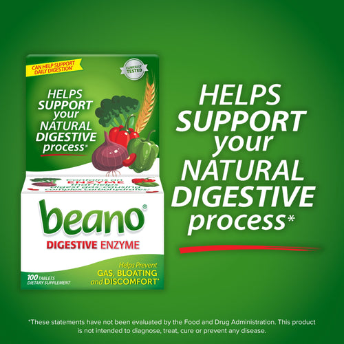 Beano Digestive Enzyme, Gas Prevention & Digestive Enzyme Supplement, 100 Count