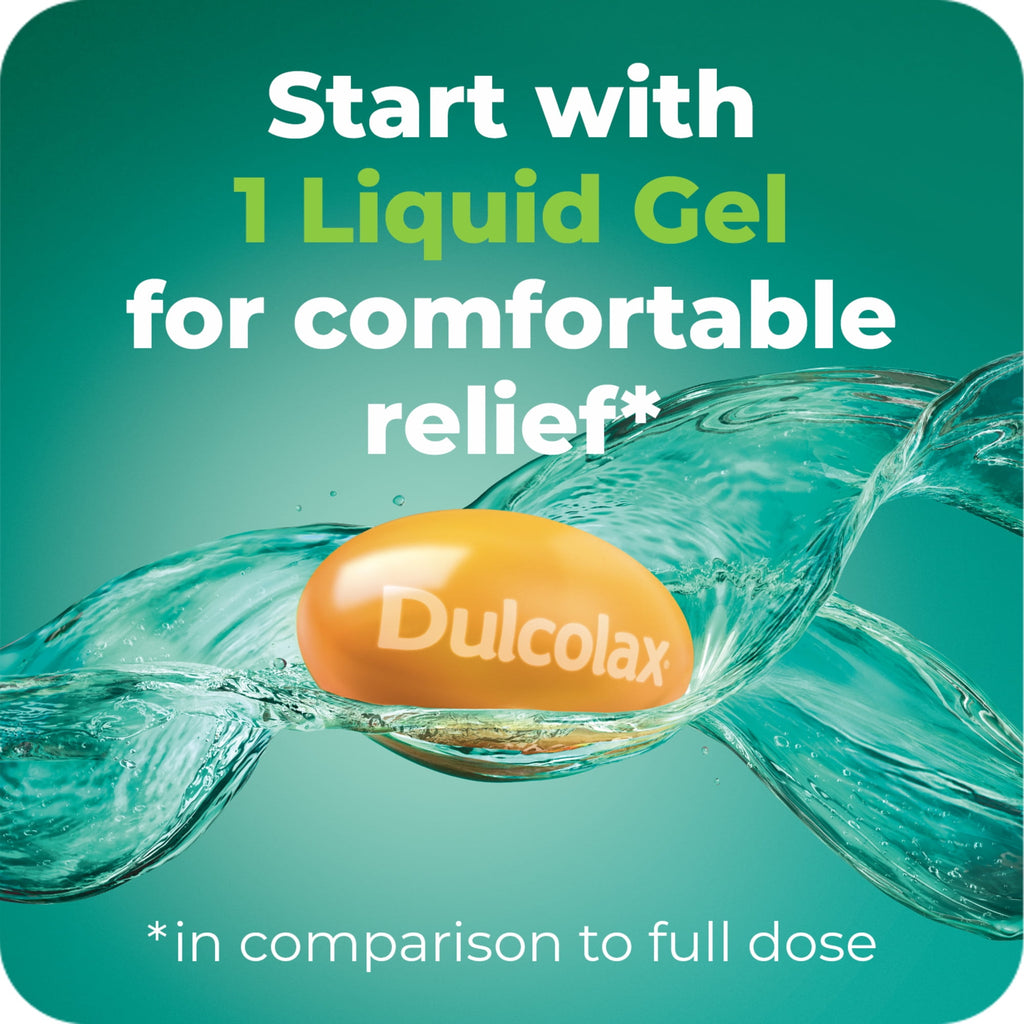 Dulcolax Stimulant Laxative Liquid Gels, Predictable & Effective Constipation Relief, Relieves Constipation Related Symptoms, Bisacodyl 5 mg, No Added Parabens, Gluten-Free & Sugar-Free, 20-Count