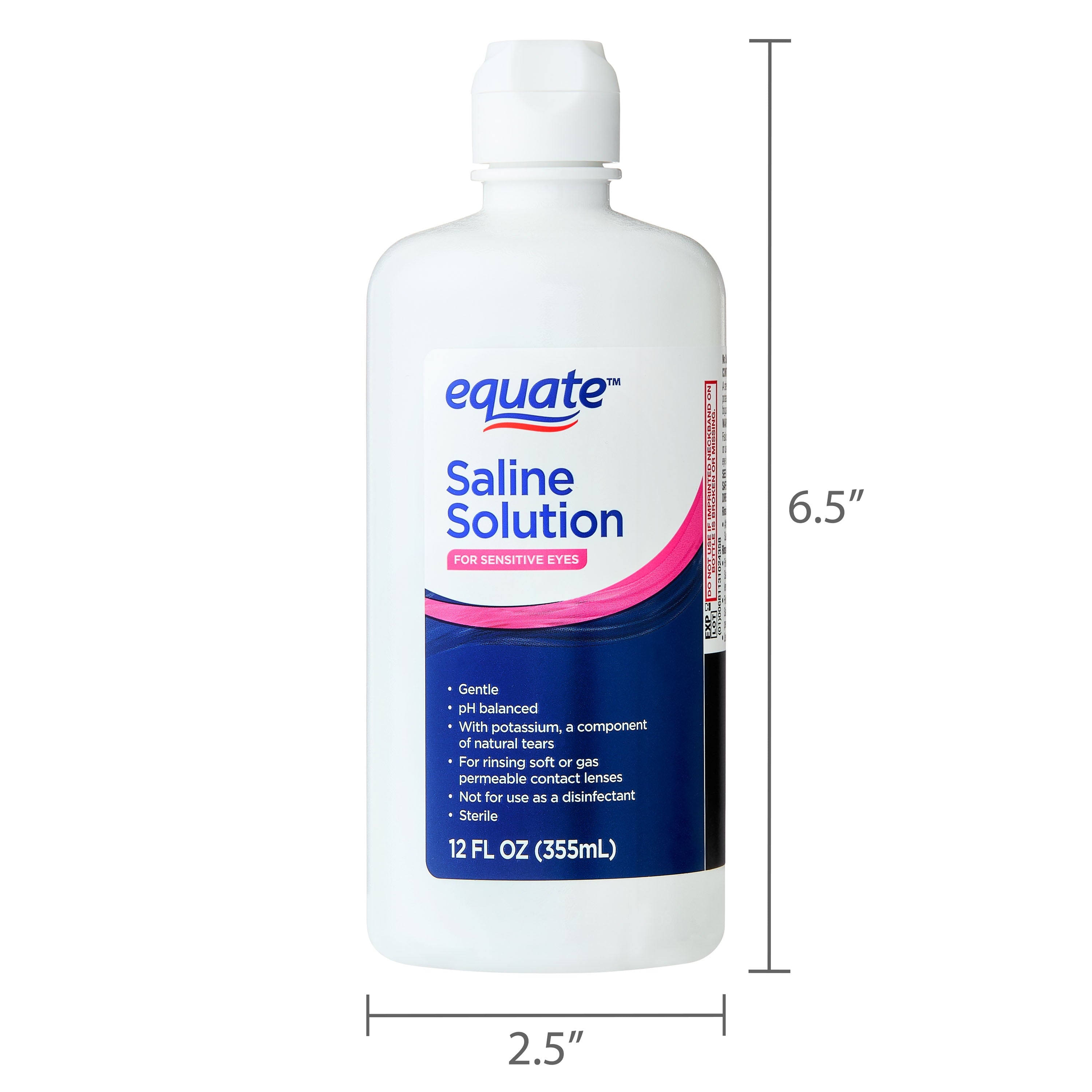 Equate Saline Solution for Sensitive Eyes, 12 fl oz, 2 Pack, Compare to Bausch + Lomb Sensitive Eyes