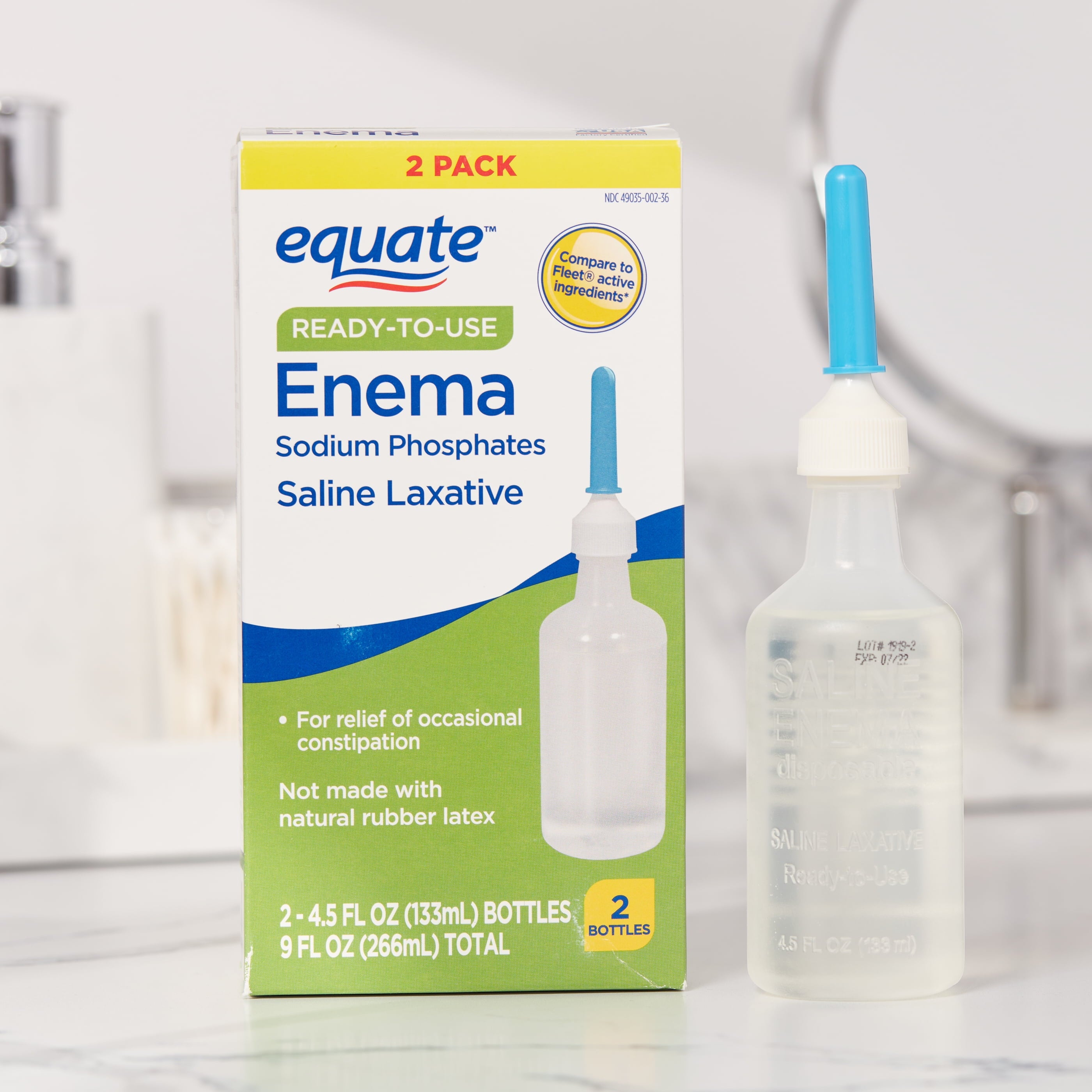 Equate Ready-to-Use Enema Sodium Phosphates Saline Laxative, 9 fl oz, 2 Pack