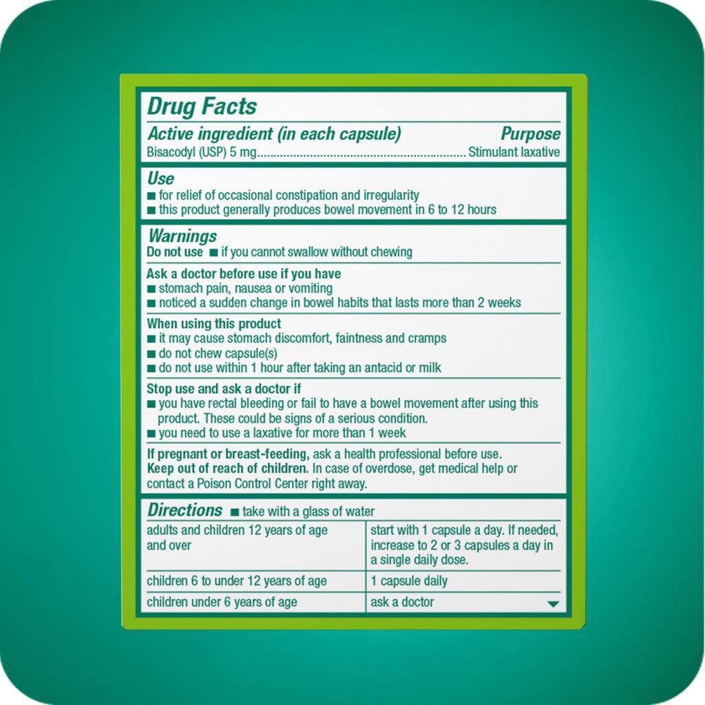 Dulcolax Stimulant Laxative Liquid Gels, Predictable & Effective Constipation Relief, Relieves Constipation Related Symptoms, Bisacodyl 5 mg, No Added Parabens, Gluten-Free & Sugar-Free, 20-Count