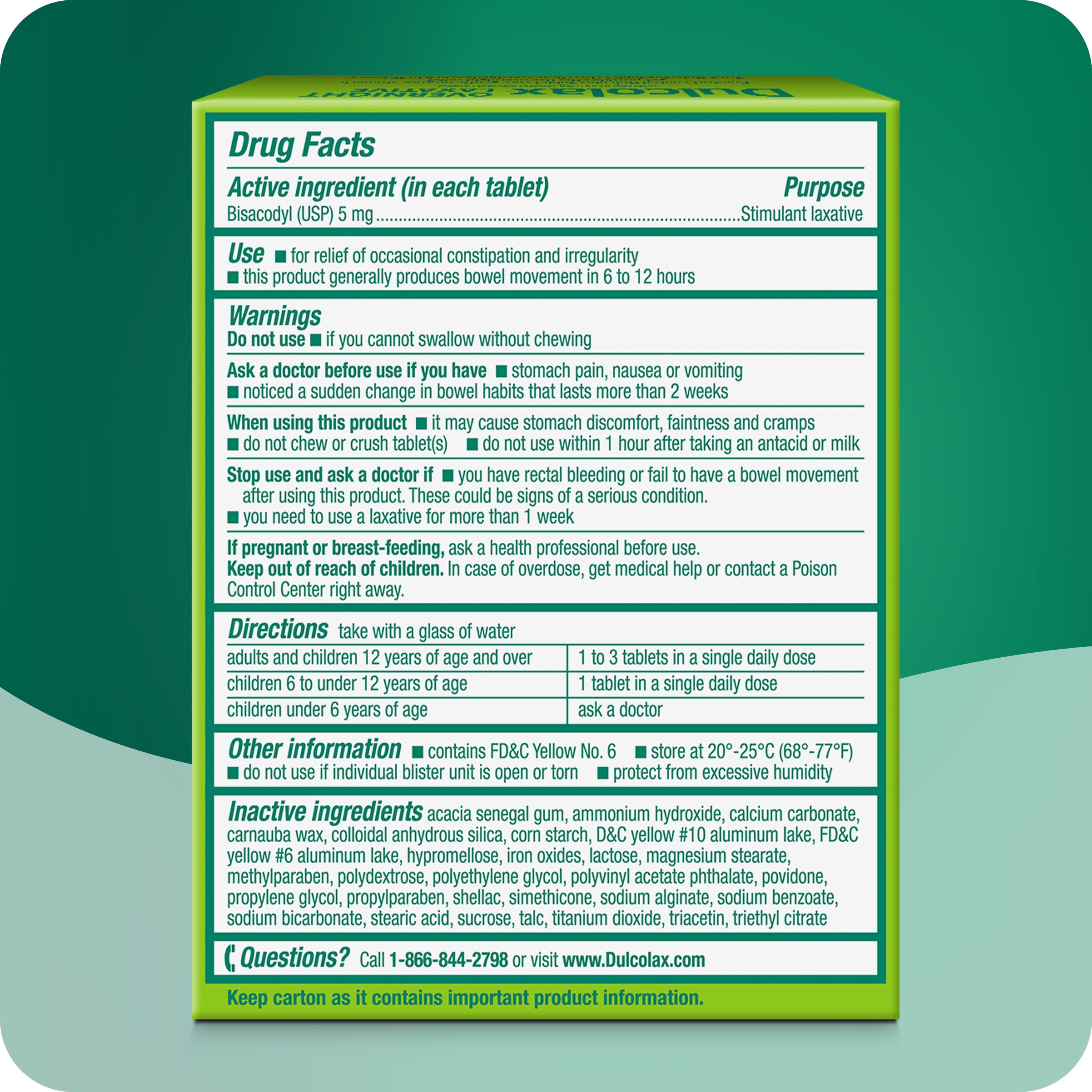 Dulcolax Bisacodyl Stimulant Laxative Pills for Overnight Constipation Relief, 5 mg, 25 Tablets