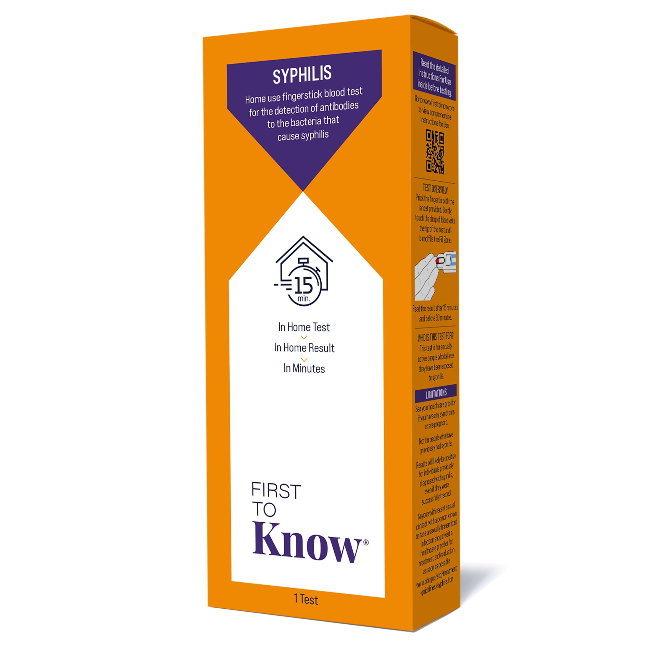 First to Know Syphilis Test Kit, 1 At-Home Test, In Home Results in Minutes, Detection of Antibodies to the Bacteria that Cause Syphilis