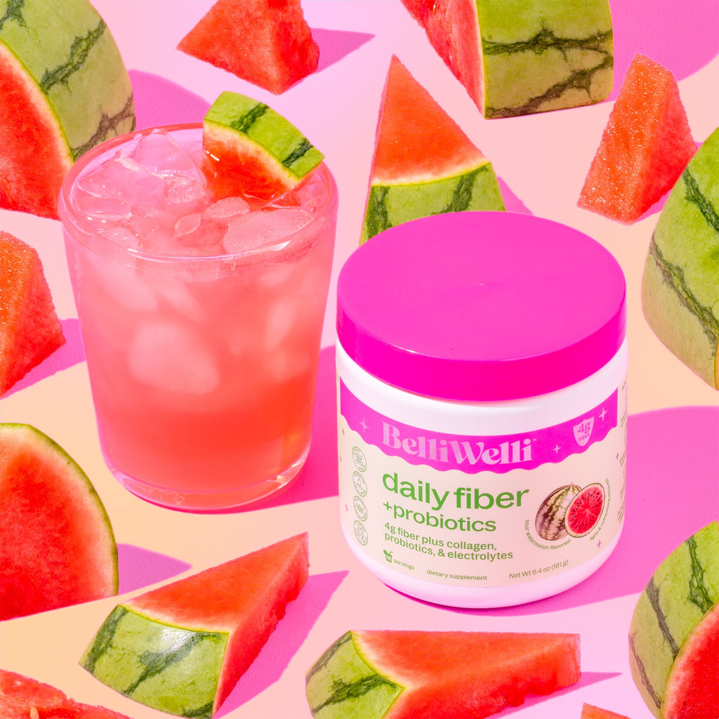 BelliWelli Daily Fiber Supplement with Probiotics, Electrolytes, and Collagen - Watermelon, 6.4 oz