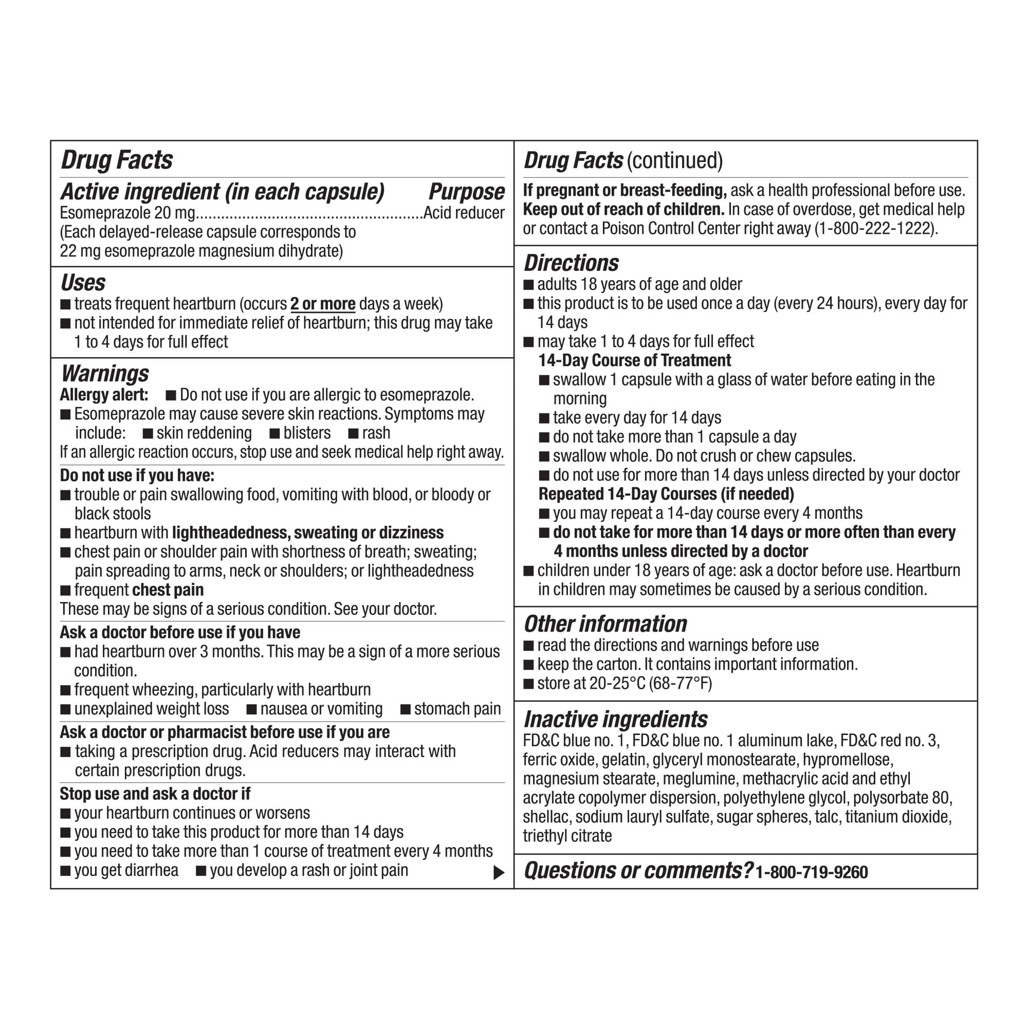 Equate Esomeprazole Magnesium Delayed-Release Mini Capsules, 20 mg, Acid Reducer, 42 Count, Compare to Nexium 24 HR active ingredient