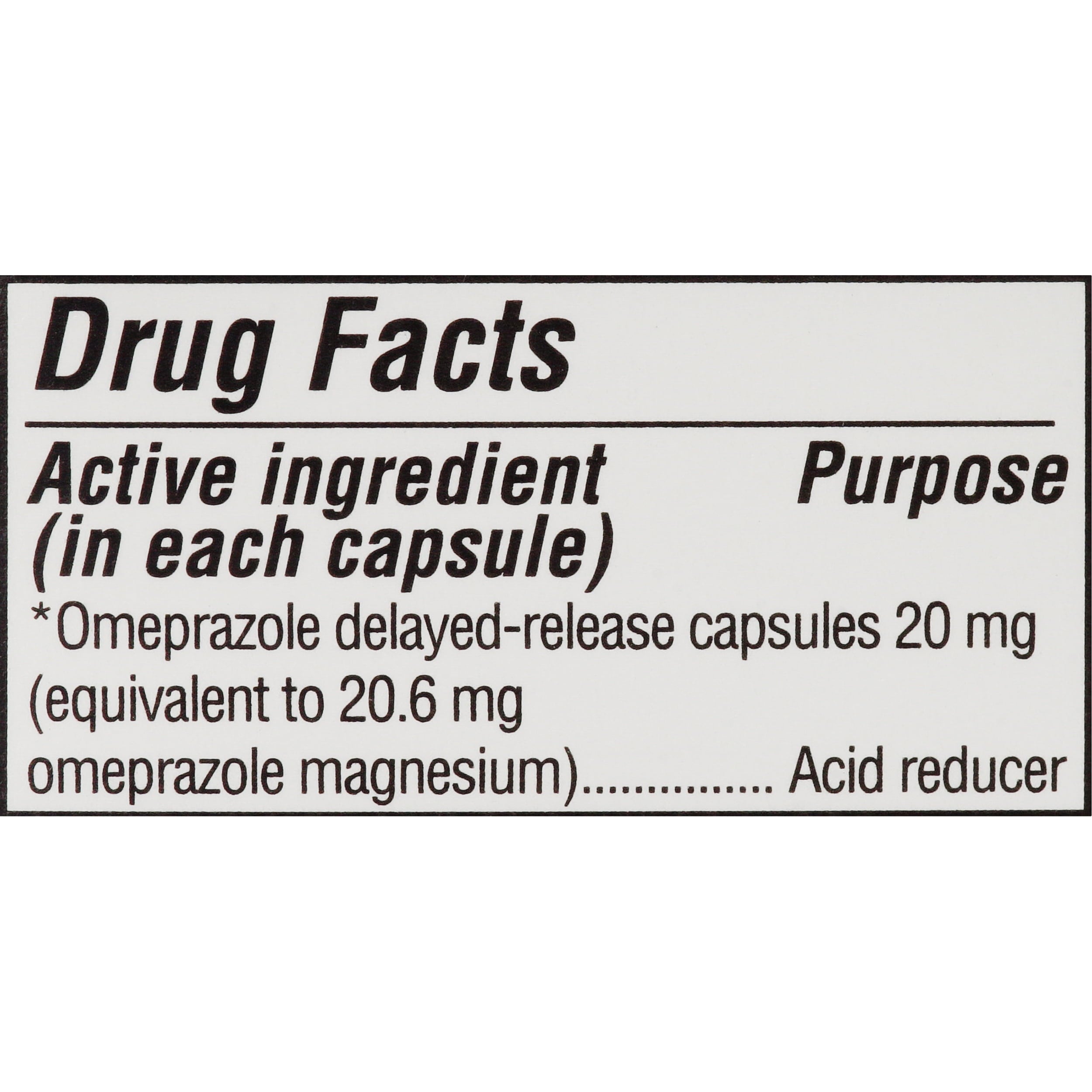 Equate Omeprazole Delayed-Release Acid Reducer Capsules, 20 mg, 42 Count