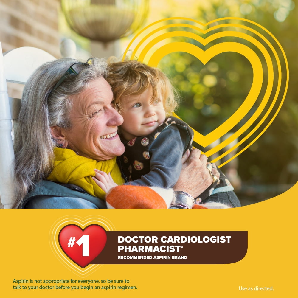 Aspirin Regimen Bayer Regular Dose Pain Reliever Enteric Coated Tablets, 325mg, 100 Count