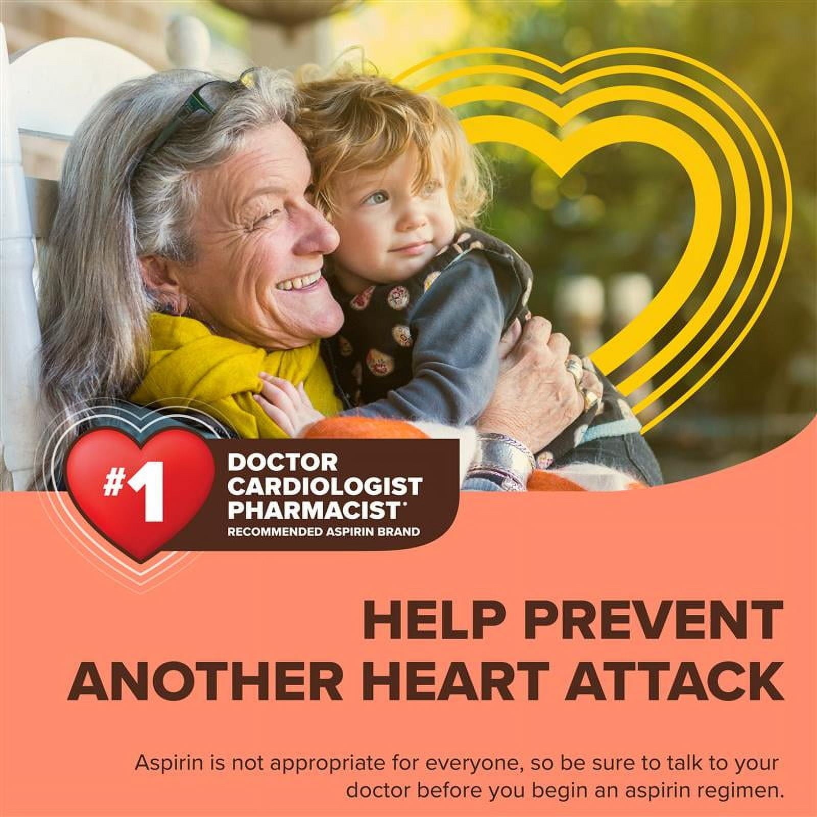 Bayer Chewable Aspirin Regimen Low Dose Pain Reliever Tablets, 81mg, Orange, 108 Count