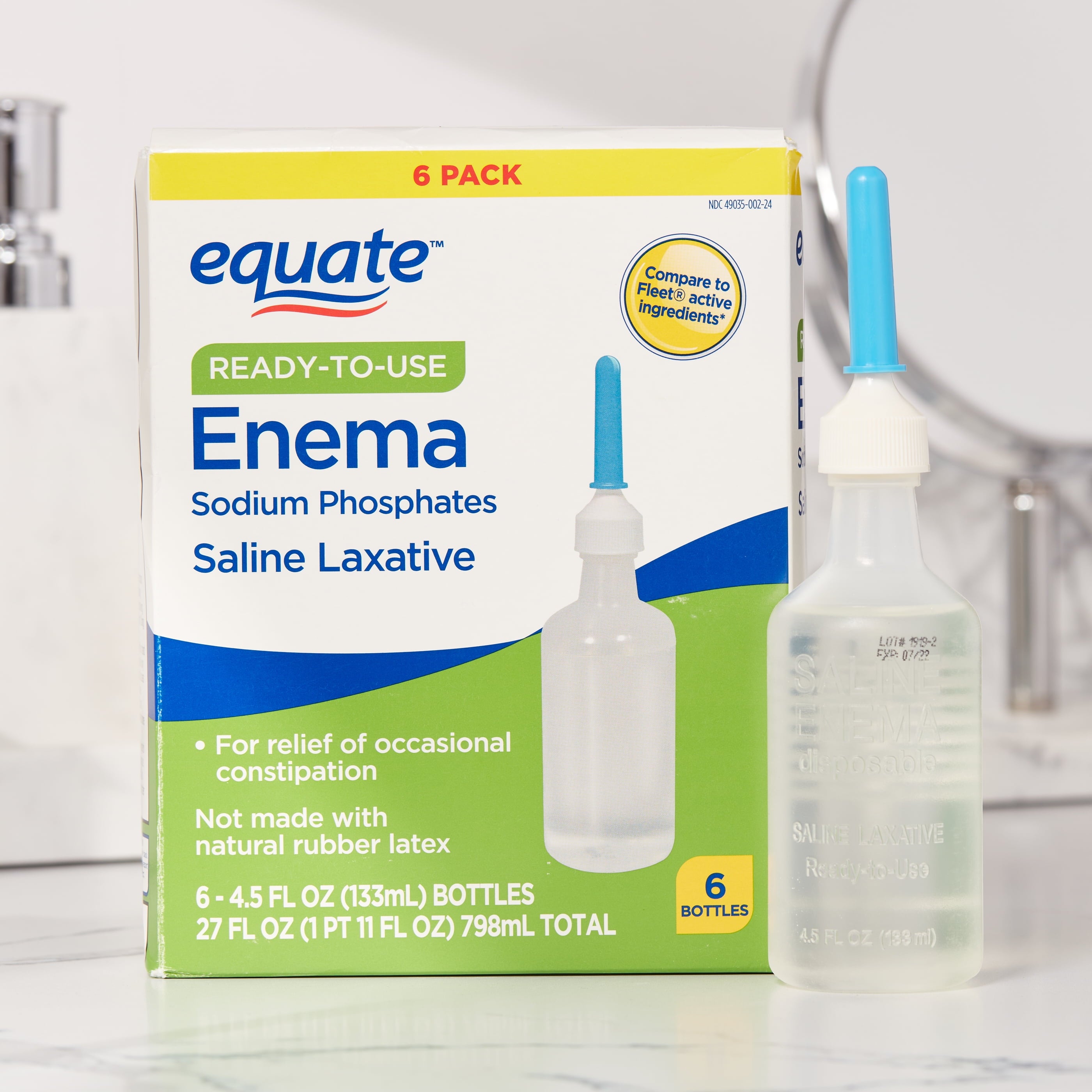 Equate Enema Sodium Phosphates Saline Laxative, 4.5 fl. oz., 6 Count