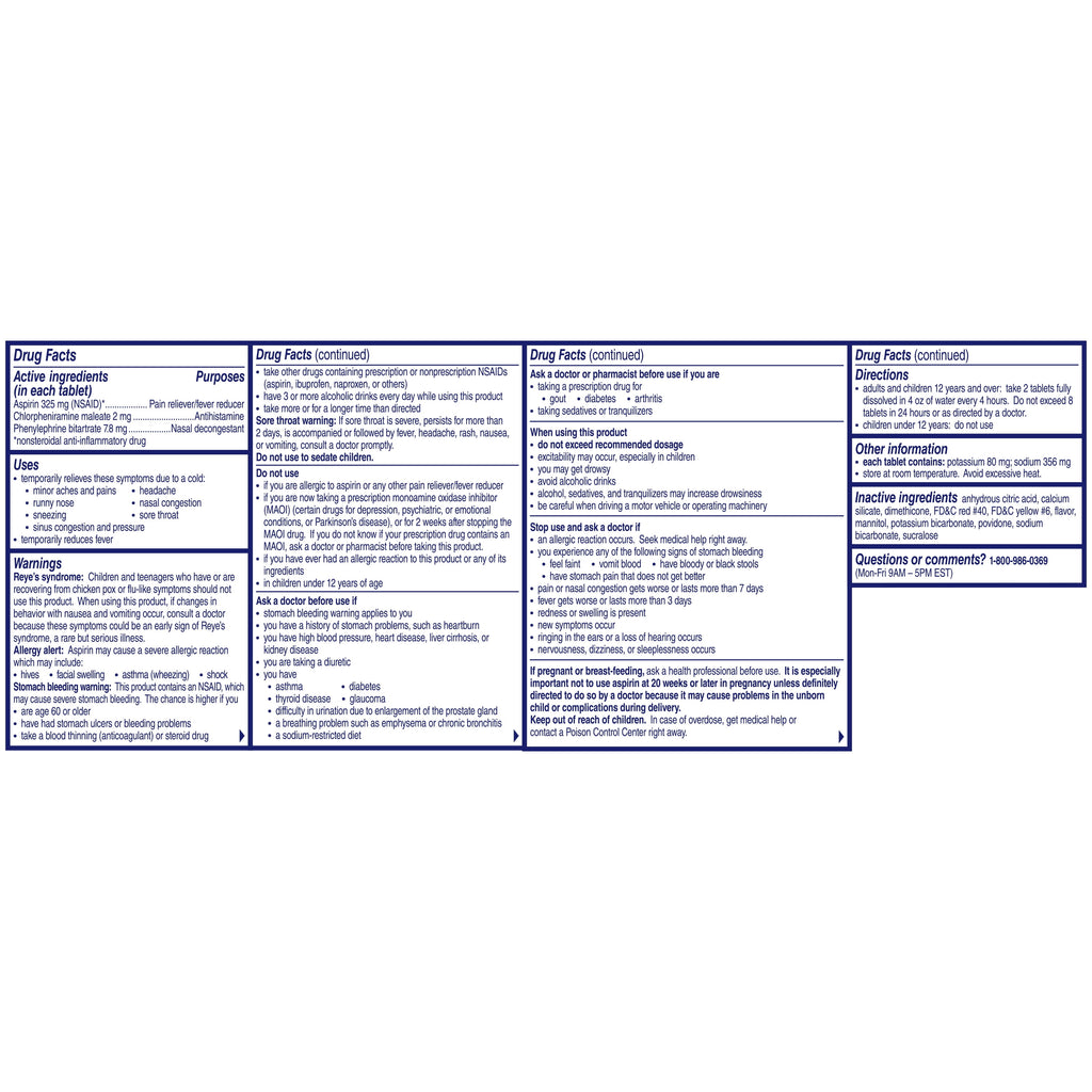 Alka-Seltzer Plus Powerfast Fizz Severe Cold Medicine, Orange Zest Effervescent Tablets, 24 Count