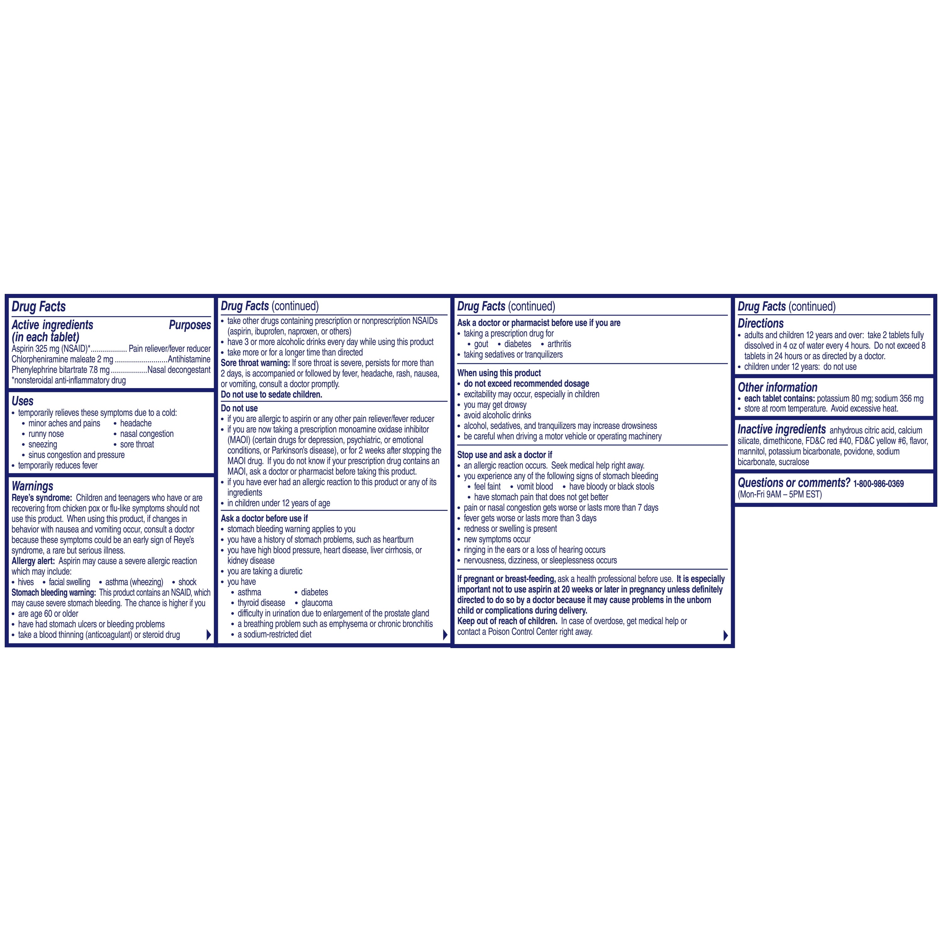 Alka-Seltzer Plus Powerfast Fizz Severe Cold Medicine, Orange Zest Effervescent Tablets, 24 Count