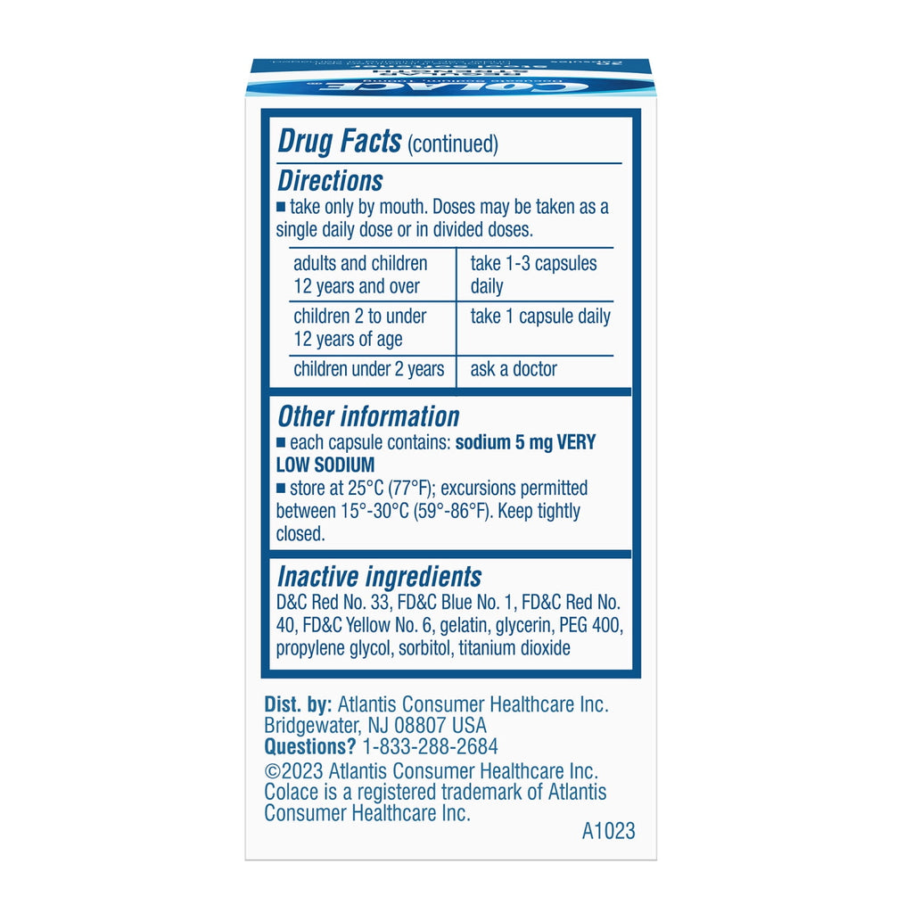 Colace® Regular Strength Stool Softener for Constipation Relief, 100mg Capsules, 30 Ct