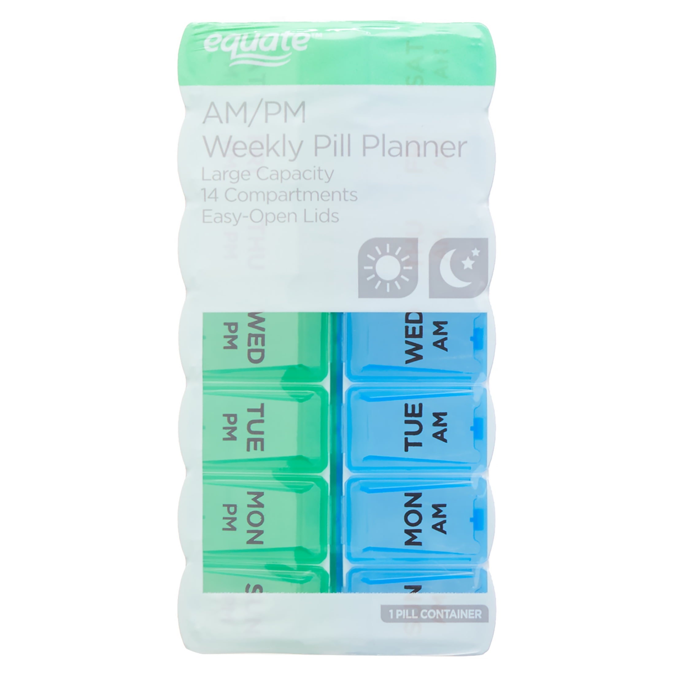 Equate AM/PM Weekly Pill Planner, 7.5"